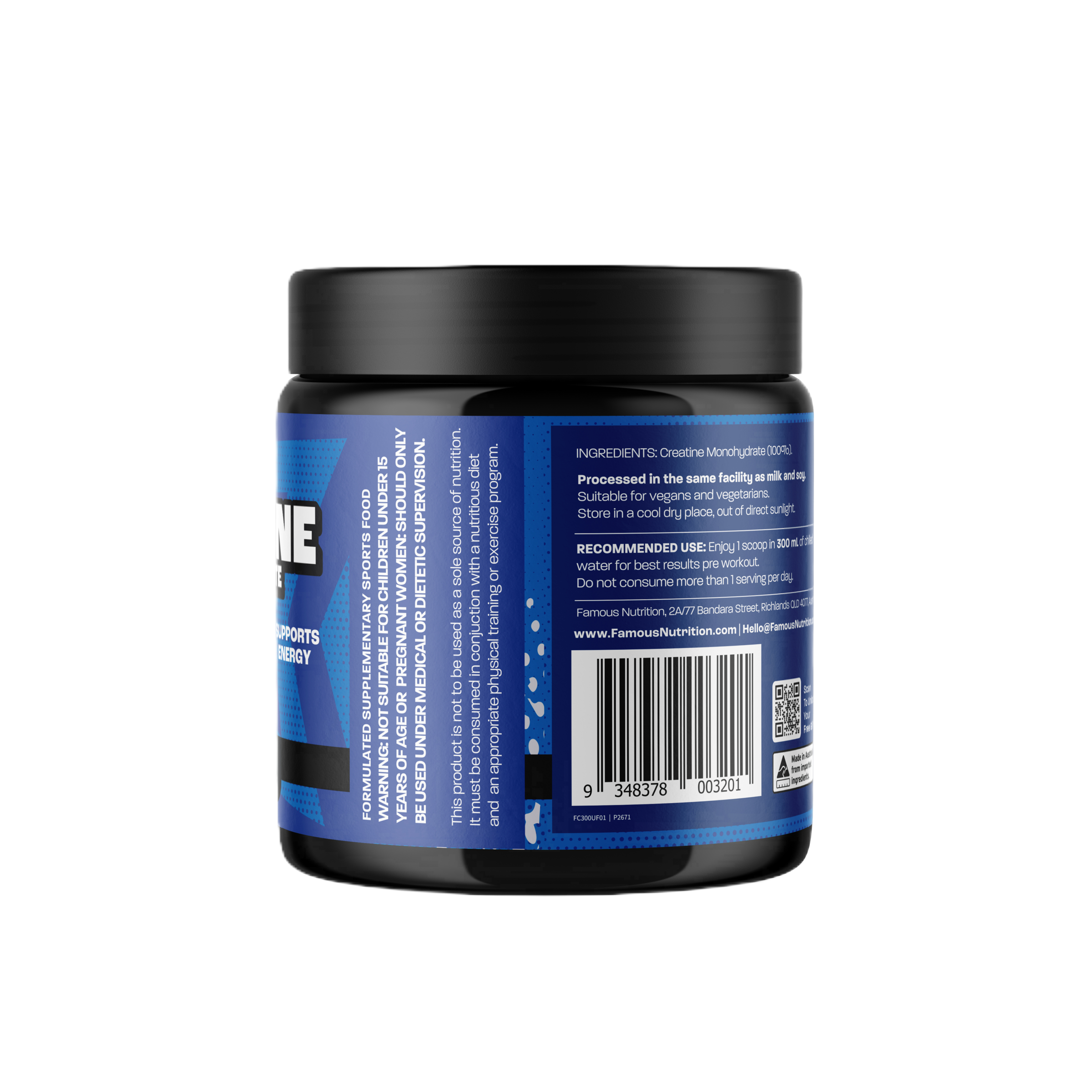 Famous Nutrition Creatine Monohydrate Unflavoured 300g - Image 3