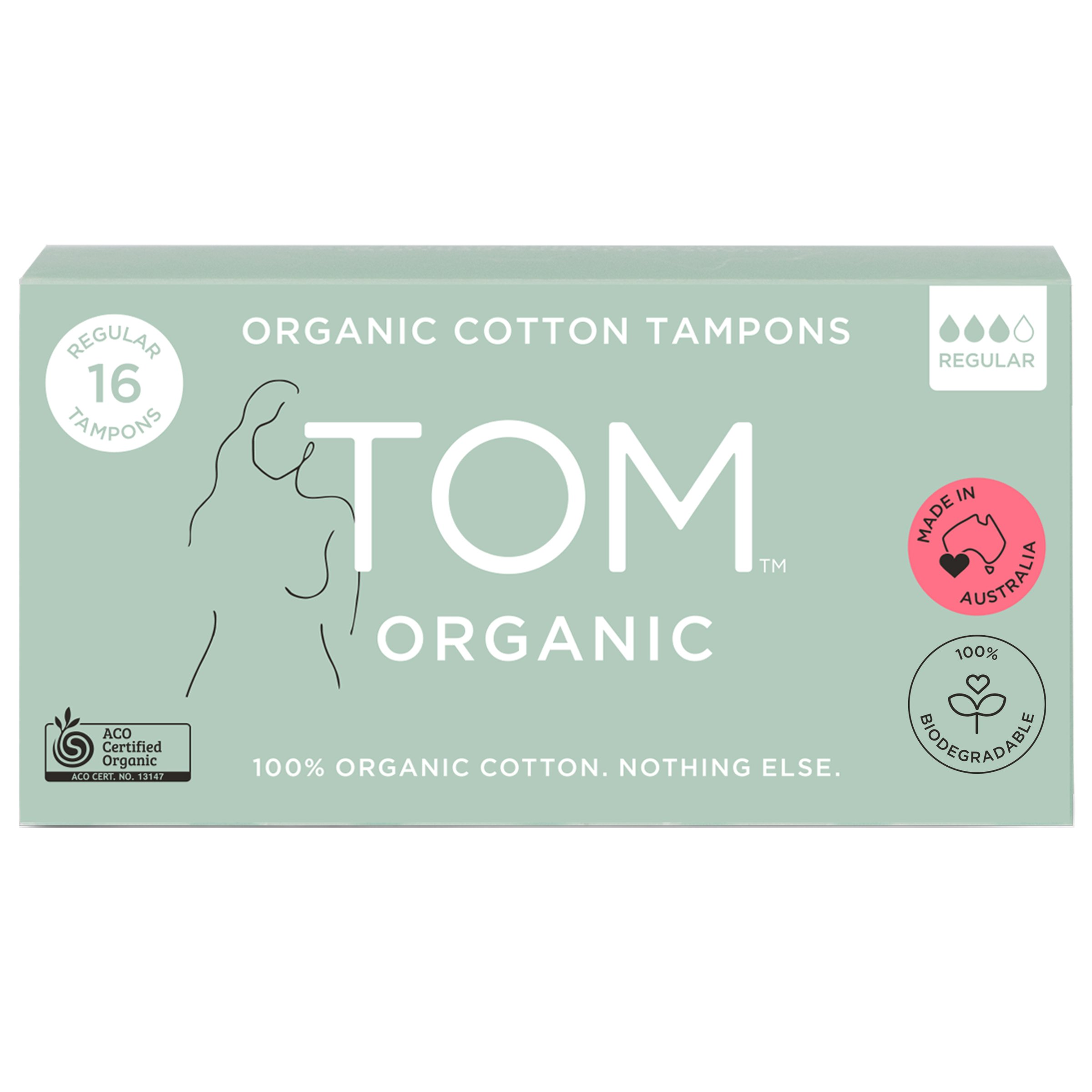 Tom Organic Tampons Regular 16 pack - Image 1