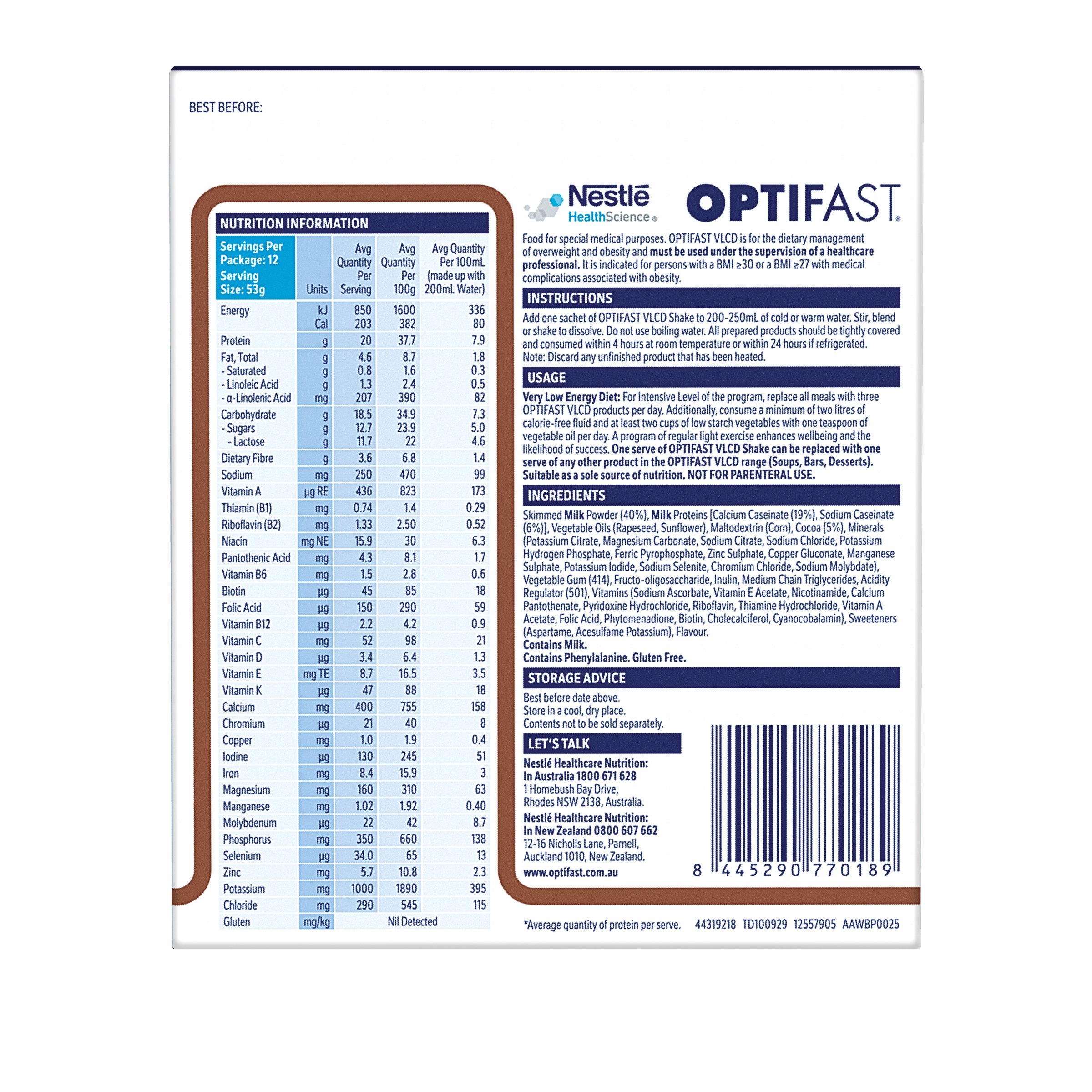 Optifast VLCD Shake Chocolate 12 pack - Image 2