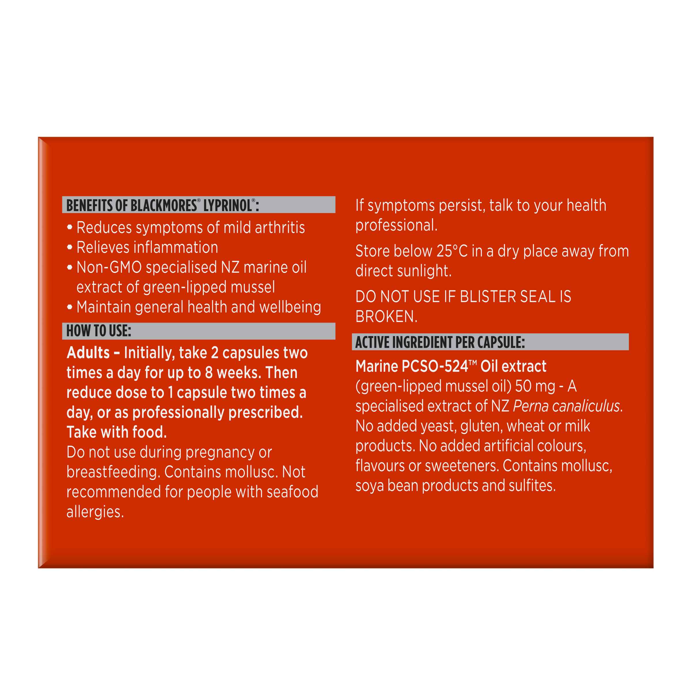 Blackmores Lyprinol 100 capsules - Image 3