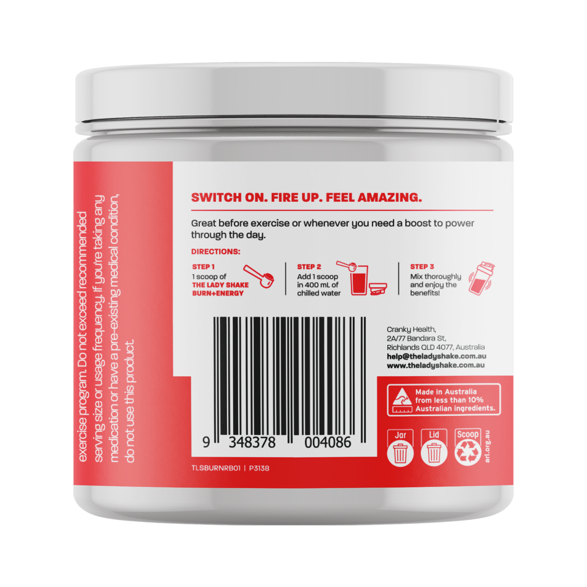 The Lady Shake Burn + Energy Raspberry 160g - Image 3