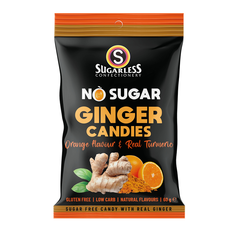 Sugarless Ginger Candies With Orange & Turmeric Flavour 60g