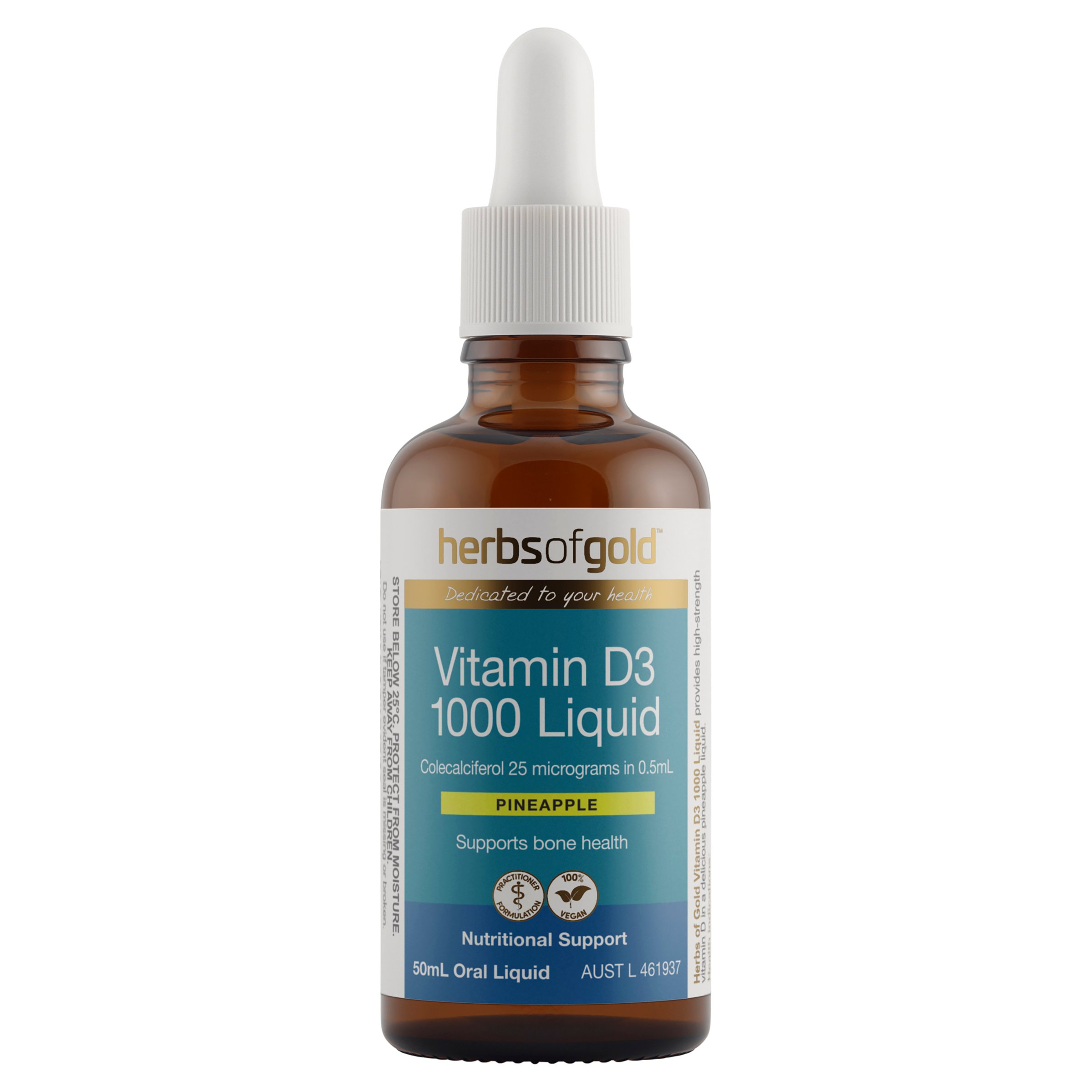 Herbs of Gold Vitamin D3 1000 Liquid 50ml - Image 1