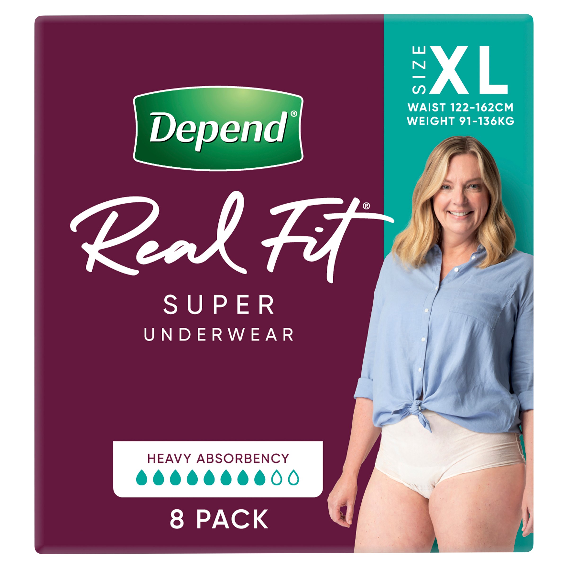 Depend RealFit Super Underwear Female Extra Large 8 pack - Image 7