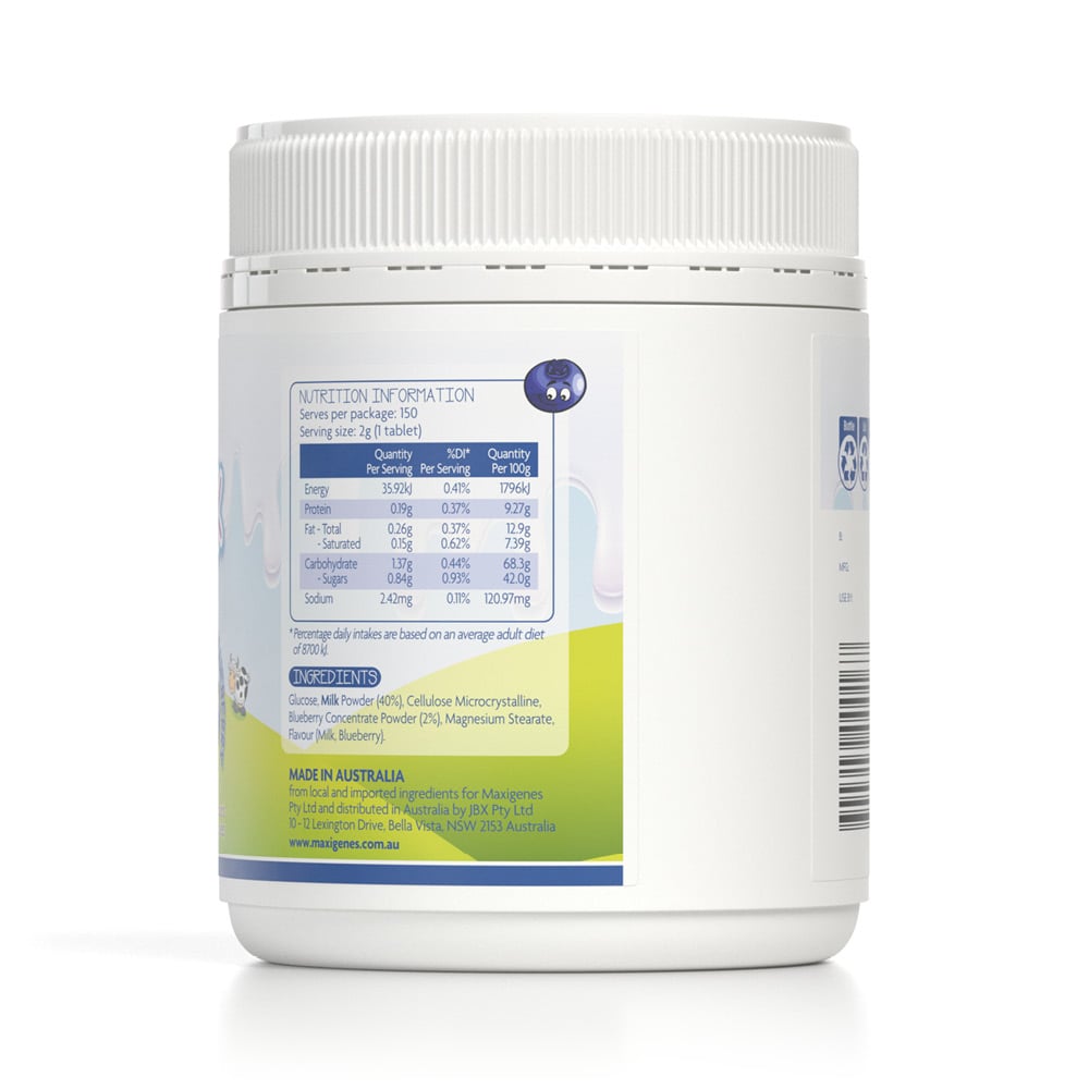 Maxigenes Chewable Milk With Blueberry 150 tablets - Image 3