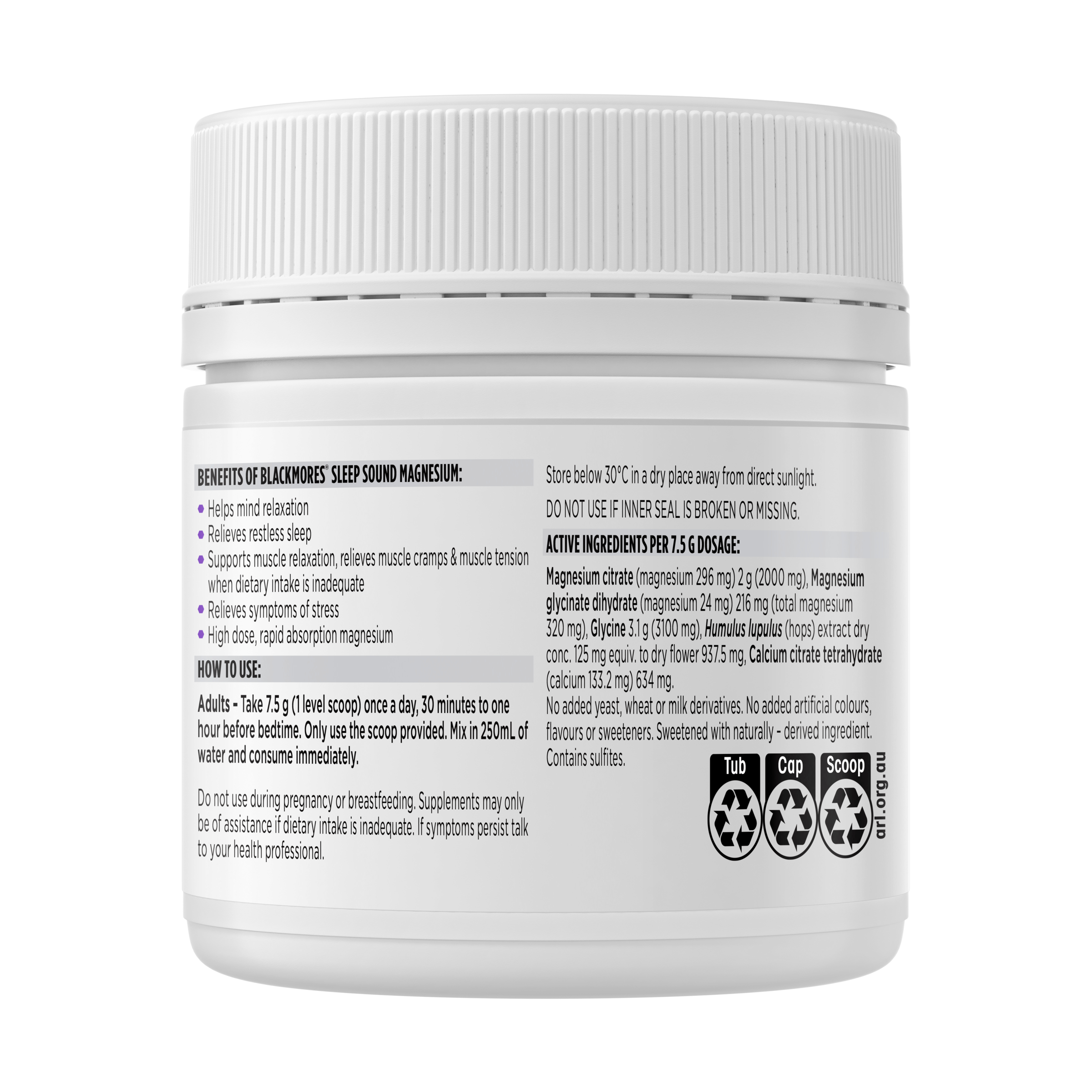 Blackmores Sleep Sound Magnesium Powder 187.5g - Image 2