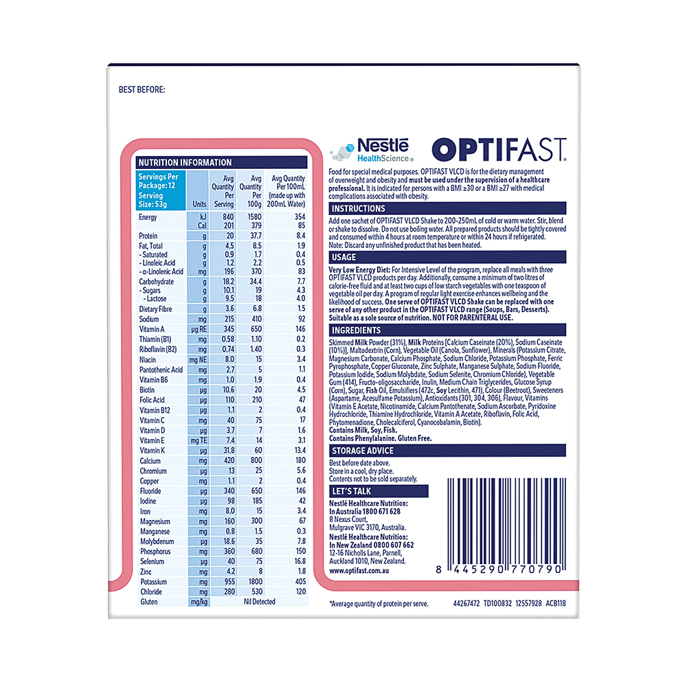 Optifast VLCD Shake Strawberry 12 pack - Image 2