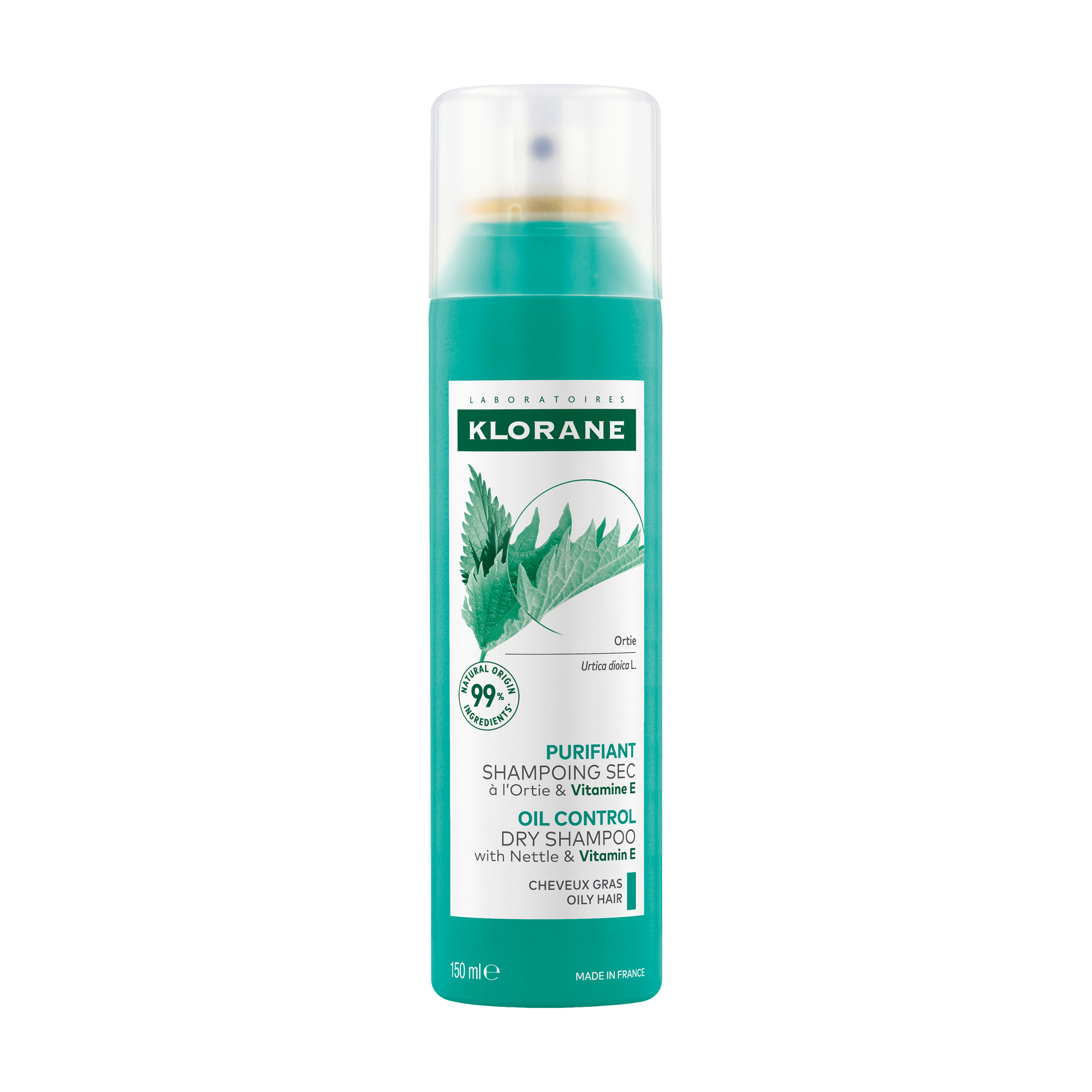 Klorane Oil Control Dry Shampoo With Nettle & Vitamin E - Oily Scalp And Hair 150ml - Image 1