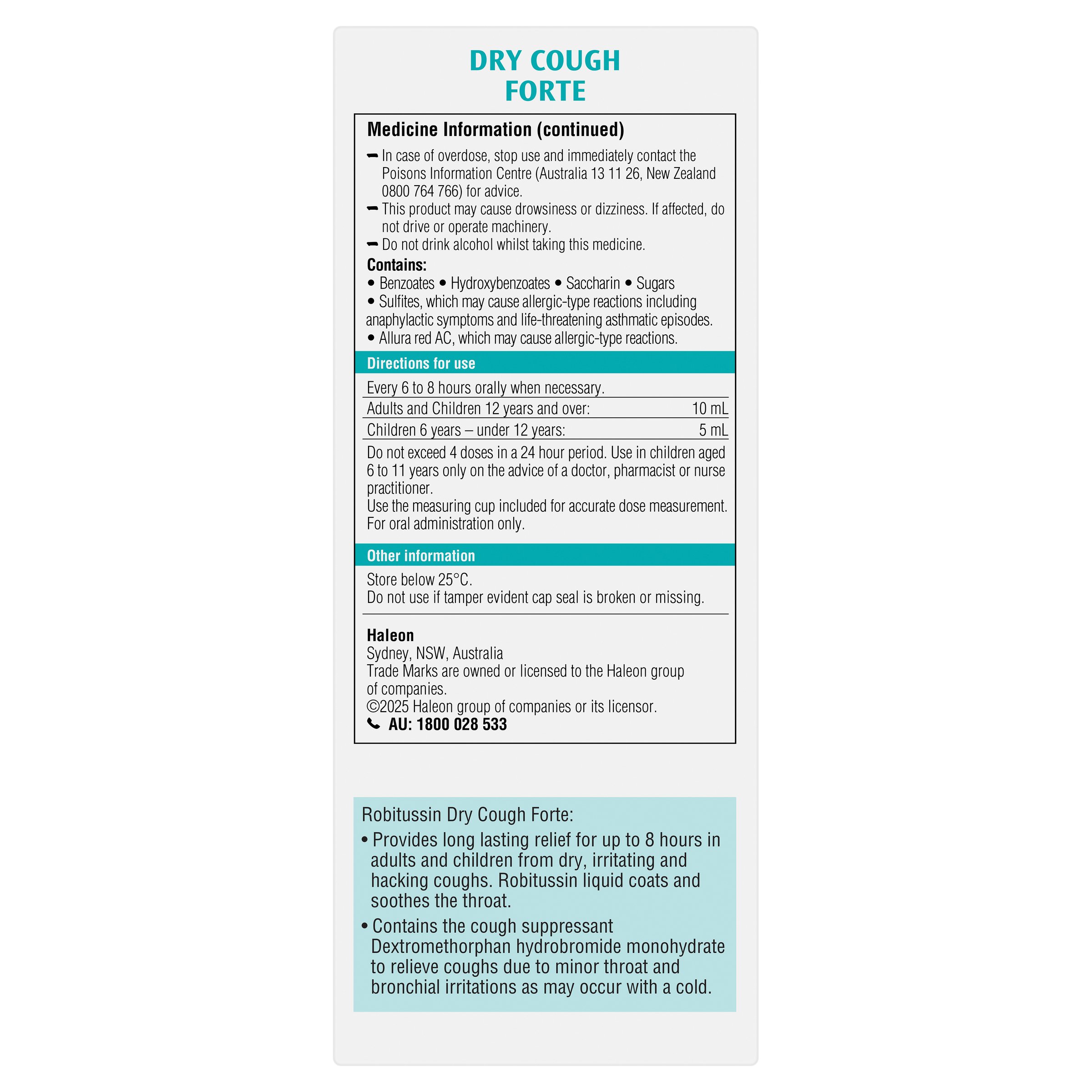 Robitussin Dry Cough Forte Oral Liquid Cherry Vanilla Flavour 200ml - Image 3