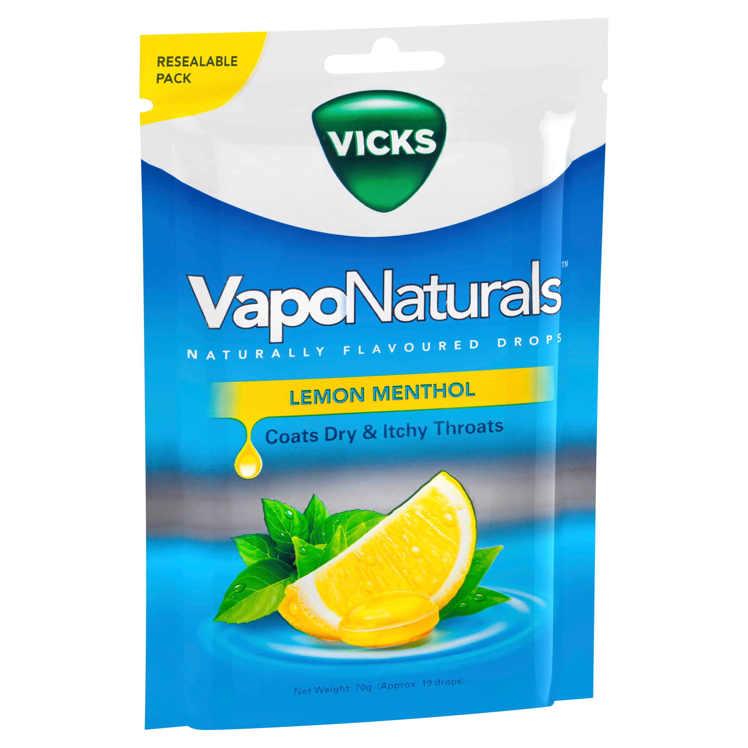 Vicks VapoNaturals Lemon Menthol Drops 19 lozenges - Image 3