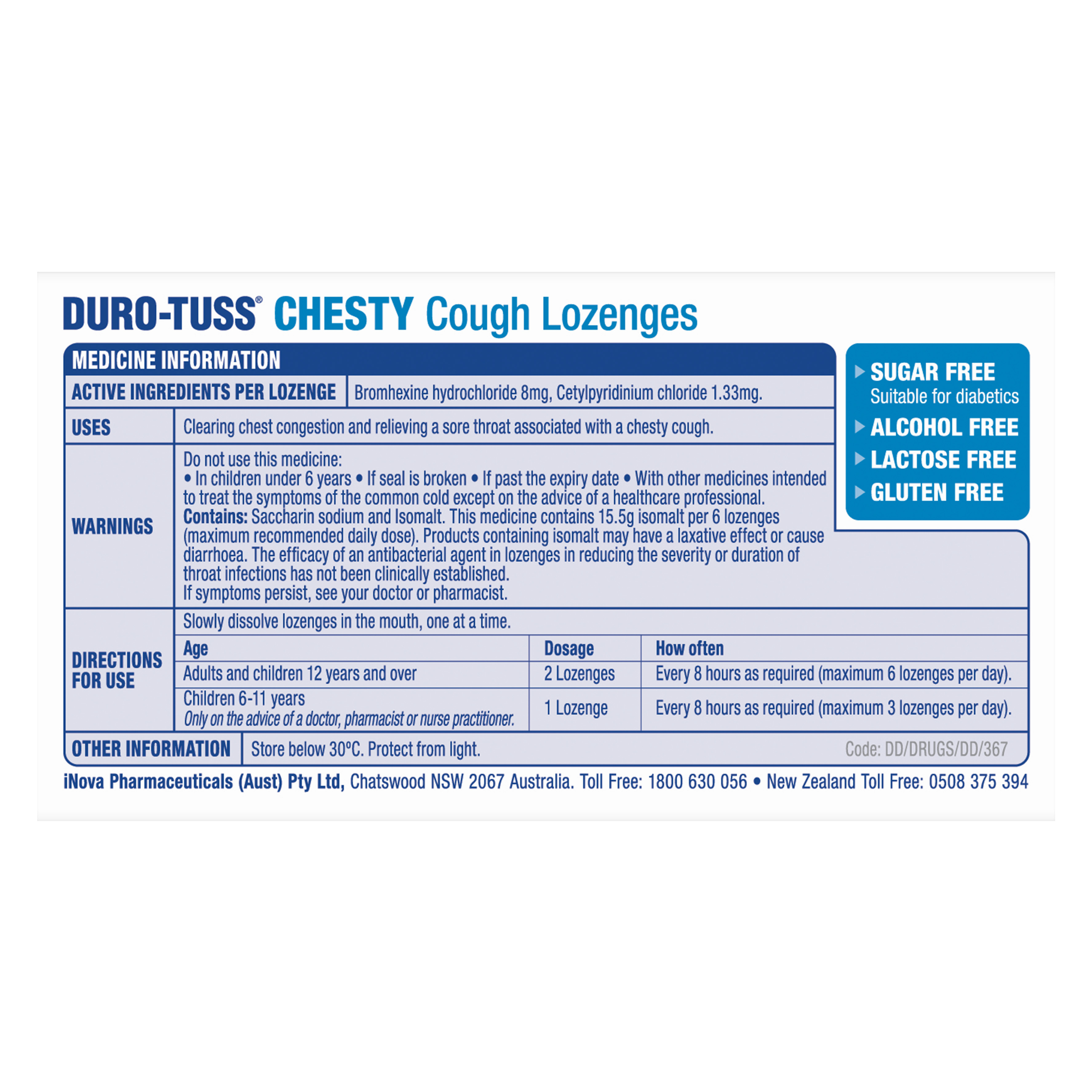 Duro-Tuss Chesty Cough Lemon Sugar Free 24 lozenges - Image 2