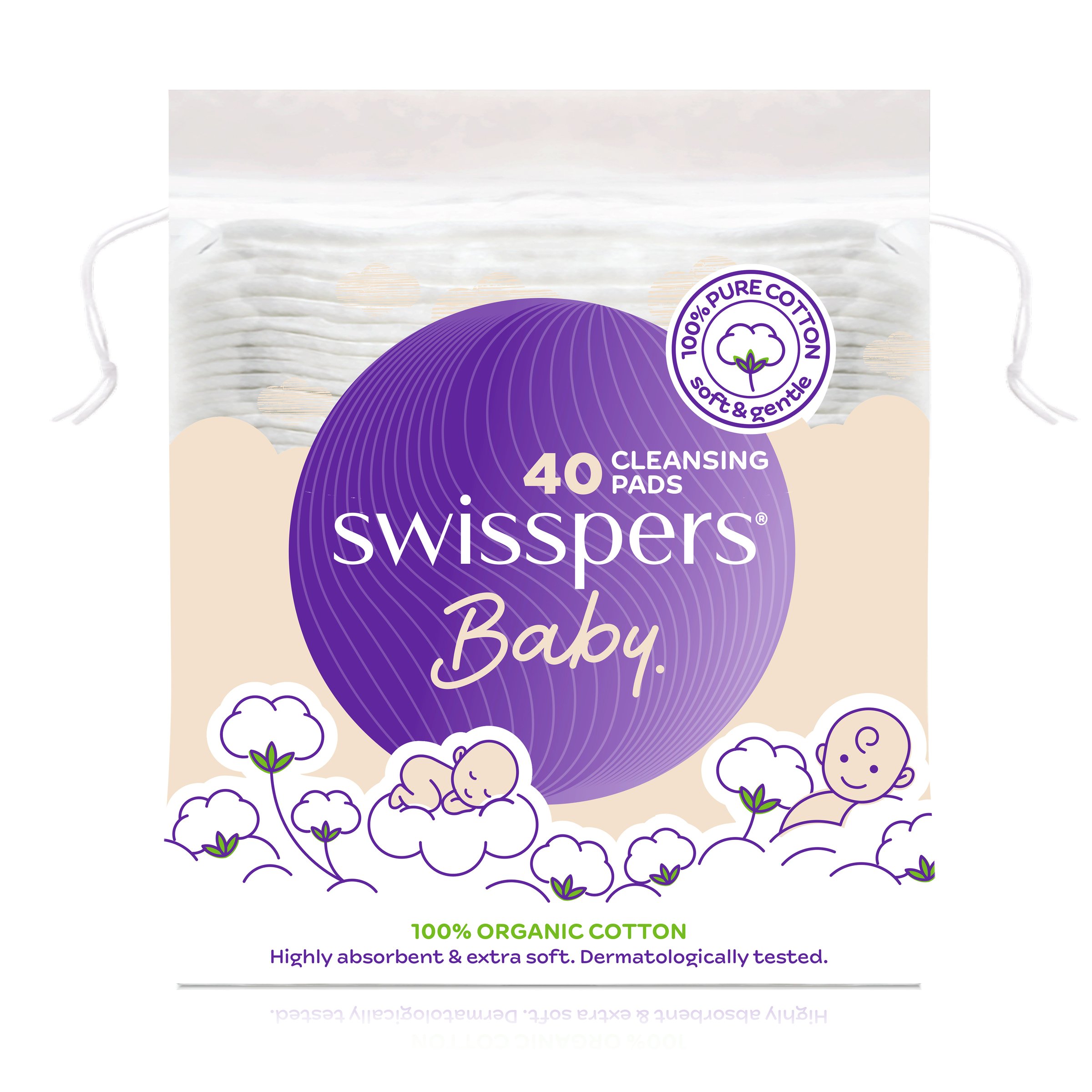 Swisspers Baby Organic Cotton Pads 40 pack - Image 1