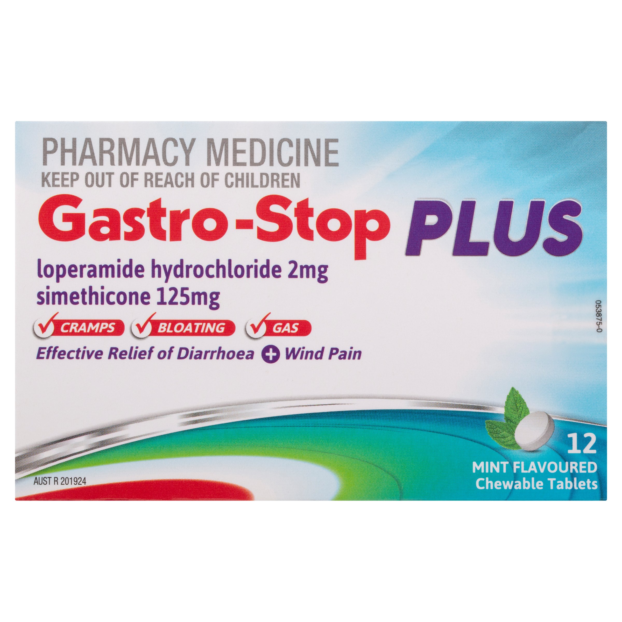 Gastro-Stop Plus Acute Diarrhoea Relief Mint Flavoured 12 chewable tablets - Image 1