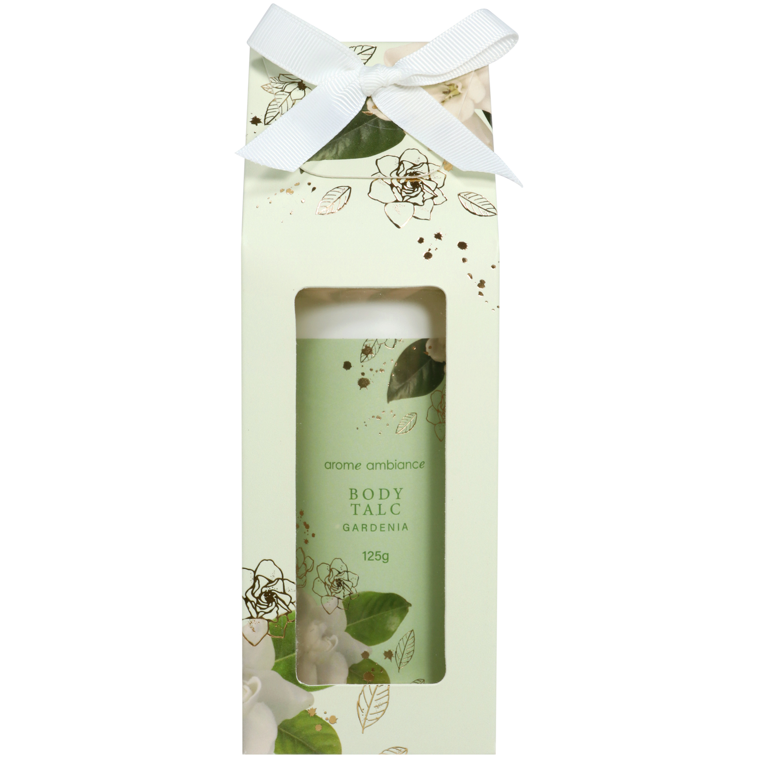Arome Ambiance Floral Glimmer Boxed Body Talc Gardenia 125g - Image 1