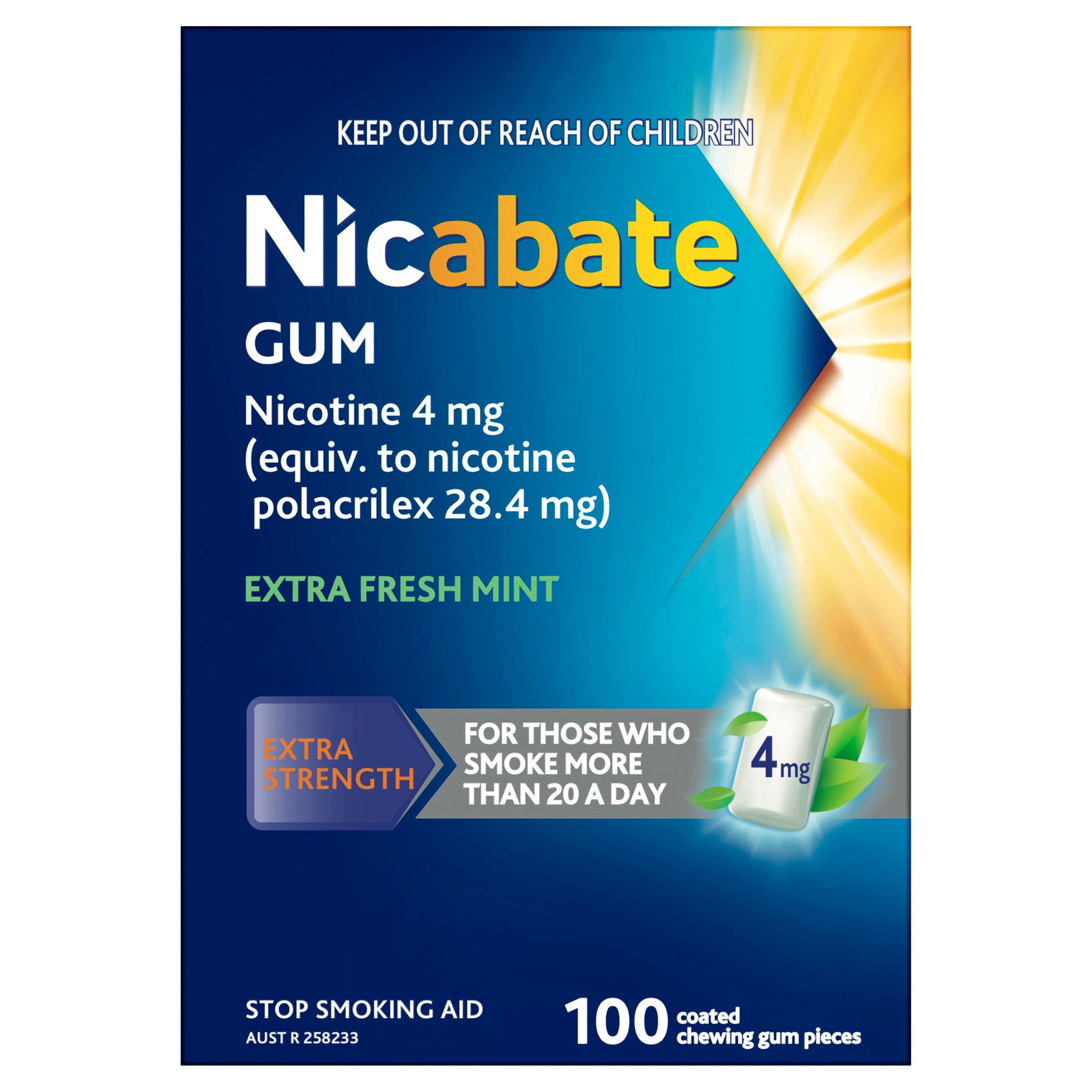 Nicabate Gum 4mg - 100 pieces - Image 1