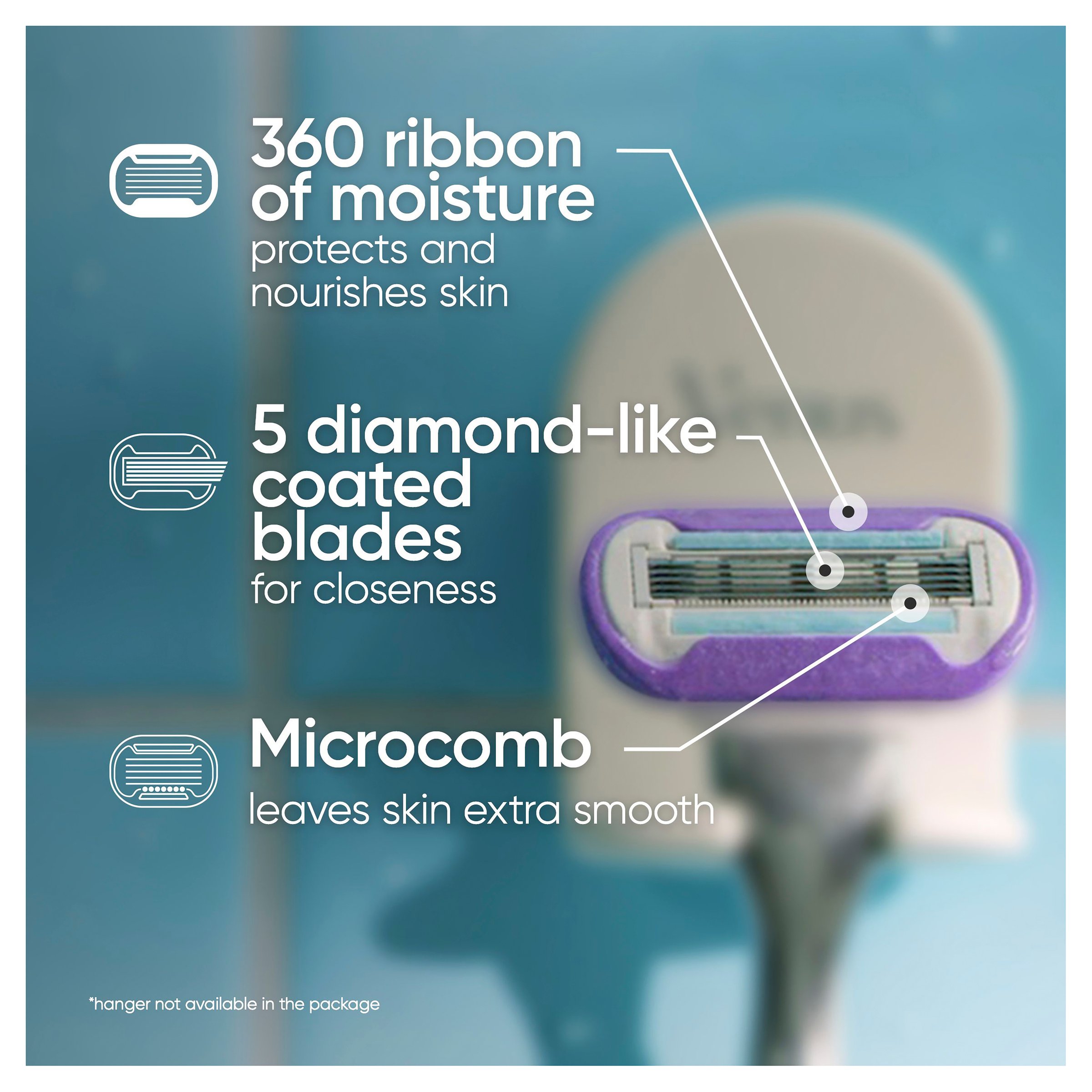 Gillette Venus Deluxe Smooth Swirl & Platinum Women's Razor Blade Refills 4 pack - Image 6