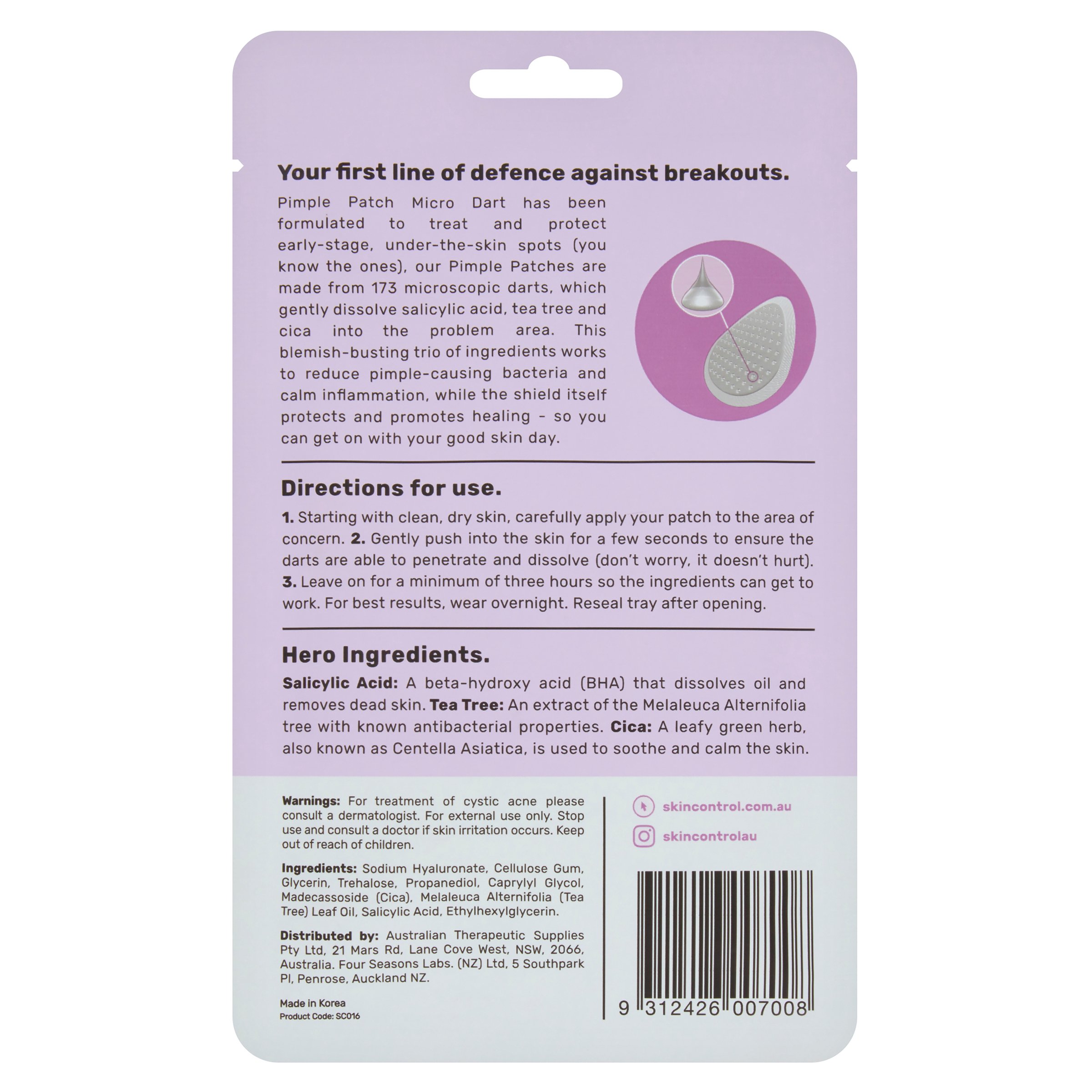 Skin Control Pimple Patch Micro Dart 9 patches - Image 2