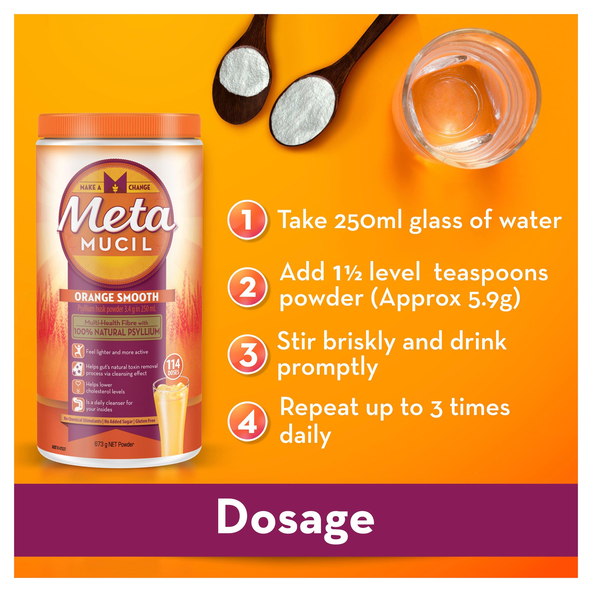 Metamucil Powder Smooth Orange 283g - 48 doses - Image 6