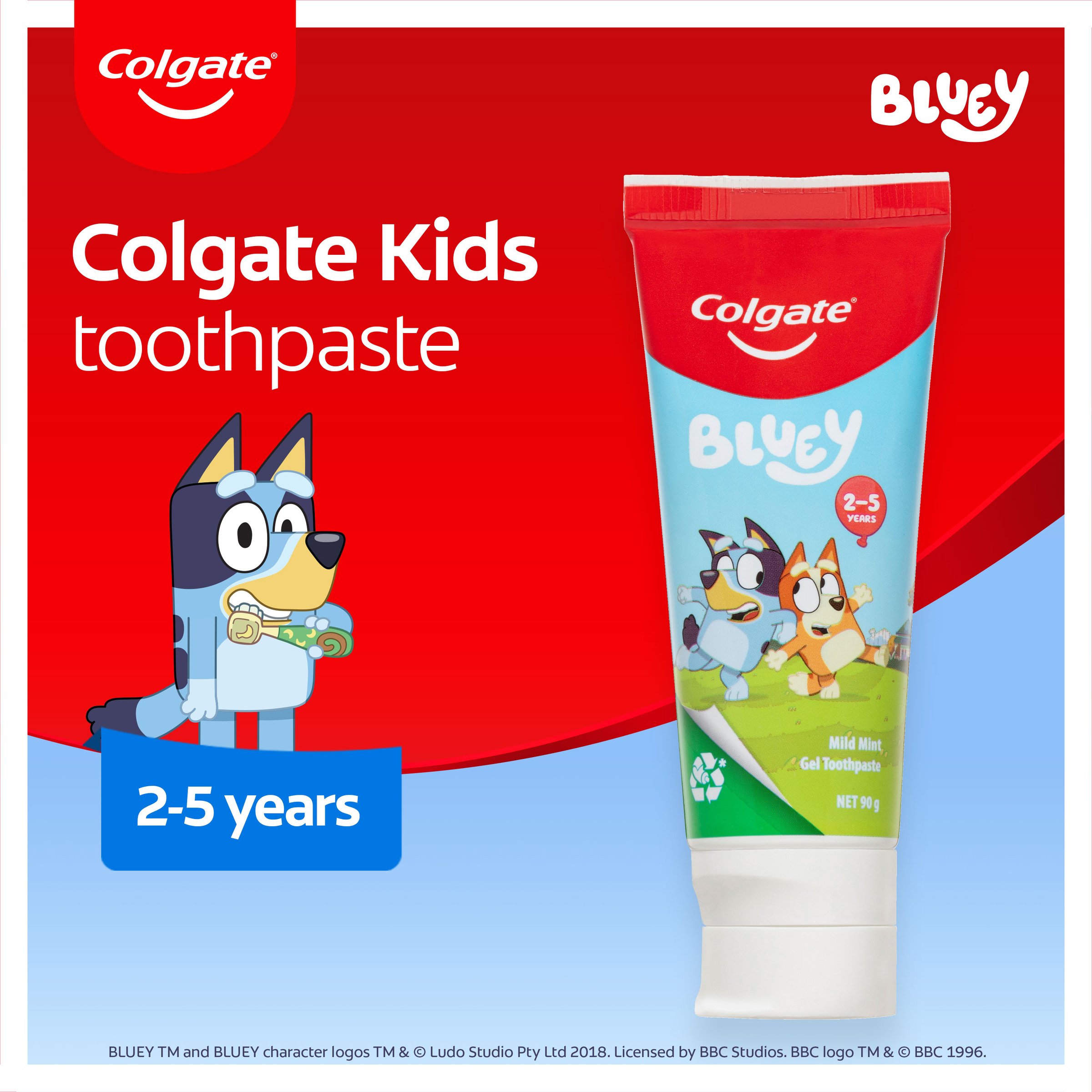 Colgate Bluey Mild Mint Gel Toothpaste 90g - Image 6