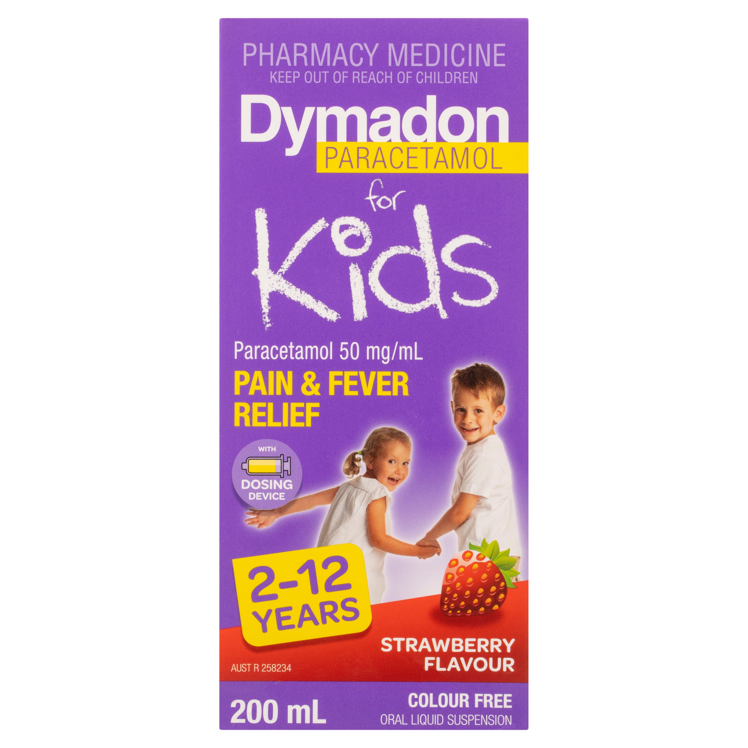 Dymadon Paracetamol for Kids 2-12 Years Strawberry 200ml - Image 1
