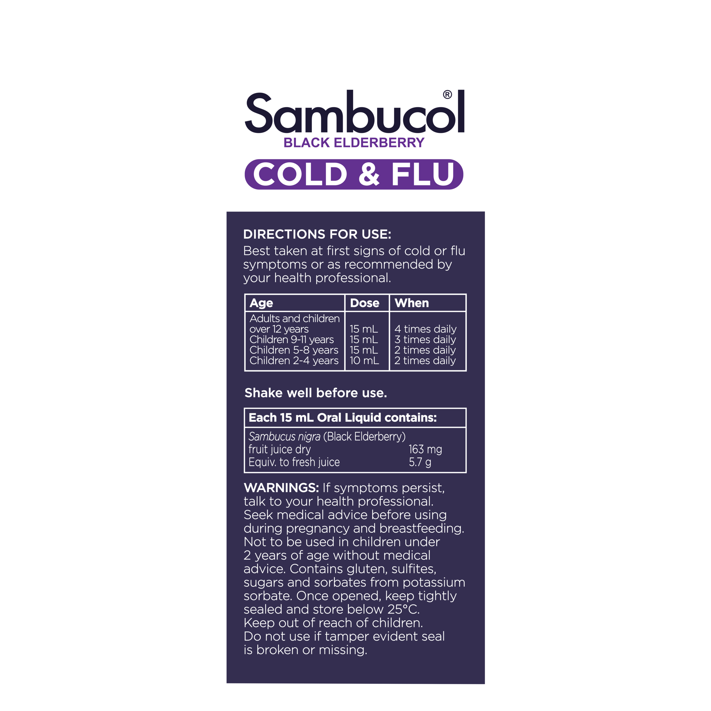 Sambucol Cold & Flu Liquid 250ml - Image 3