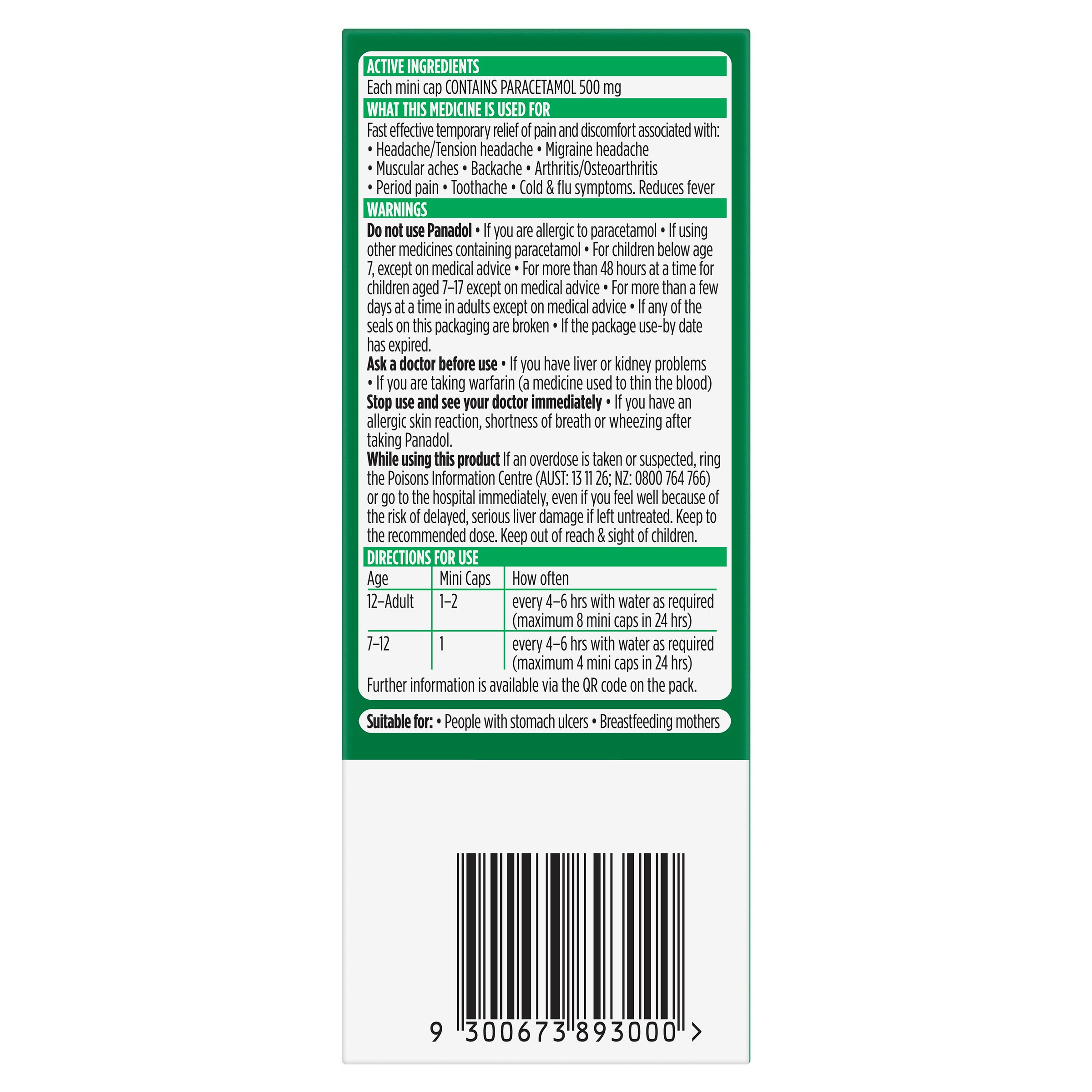 Panadol Mini 500mg - 16 capsules - Image 2