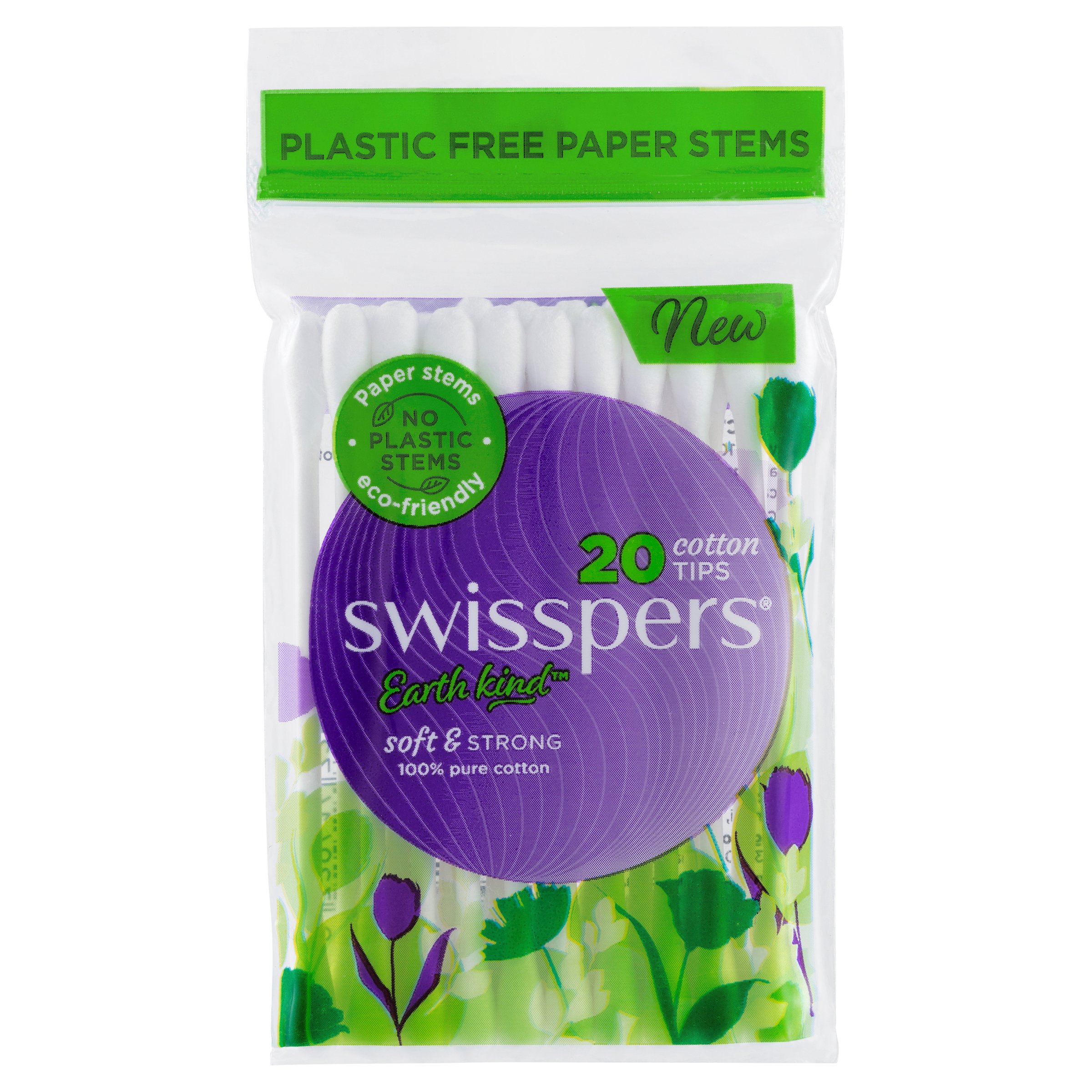 Swisspers Cotton Tips Paper Stems 20 pack - Image 1