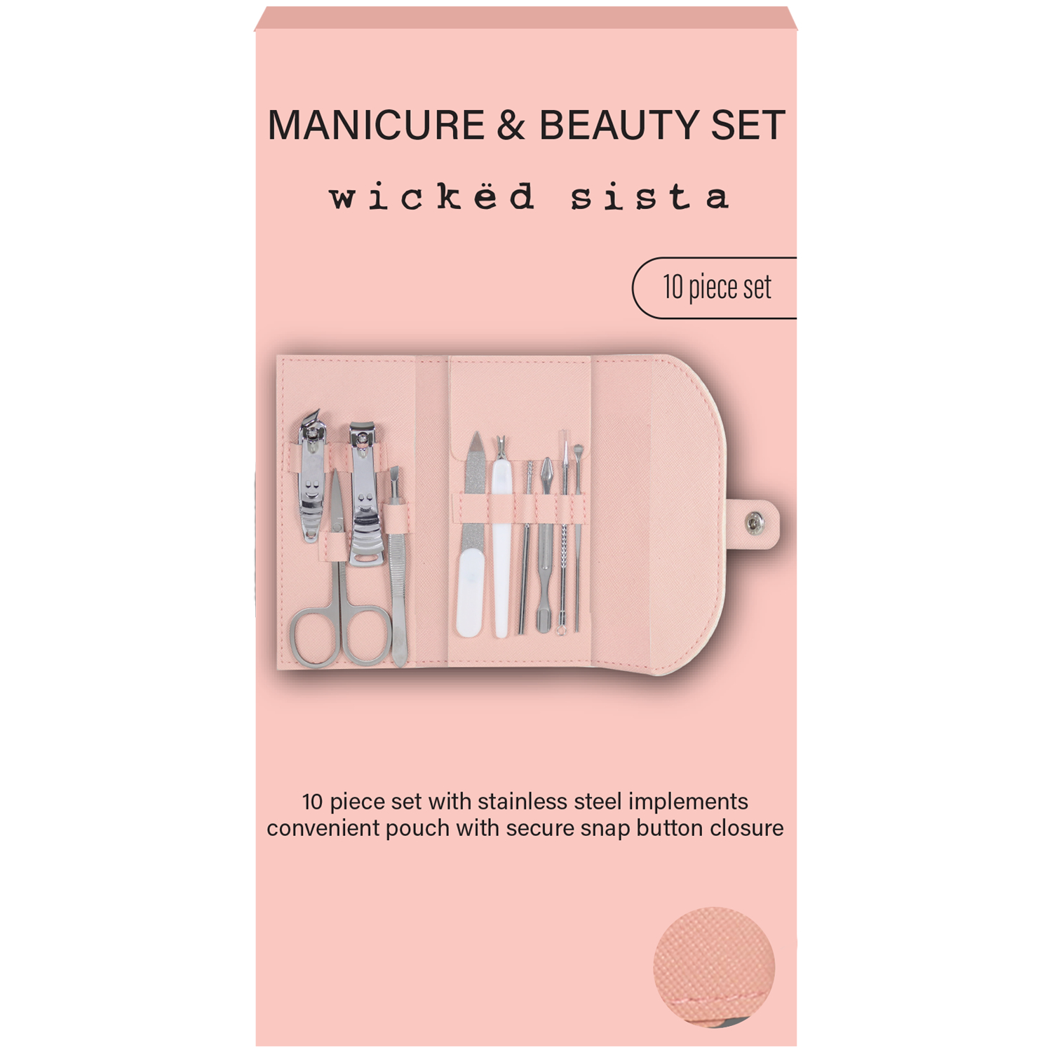 Wicked Sista Boxed Manicure Set Blush Pink 10 piece - Image 1