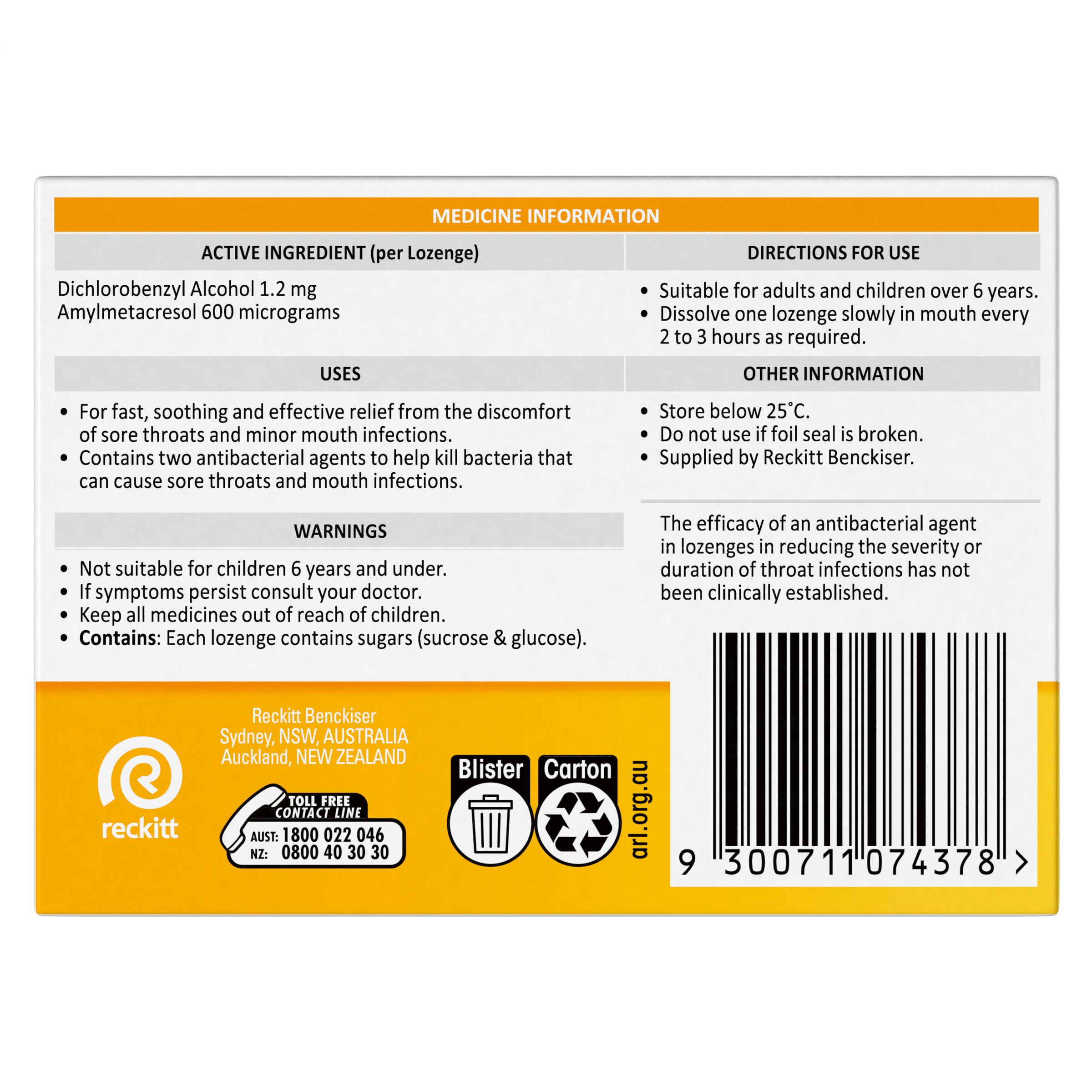 Strepsils Honey & Lemon Double Antibacterial Action 16 lozenges - Image 2