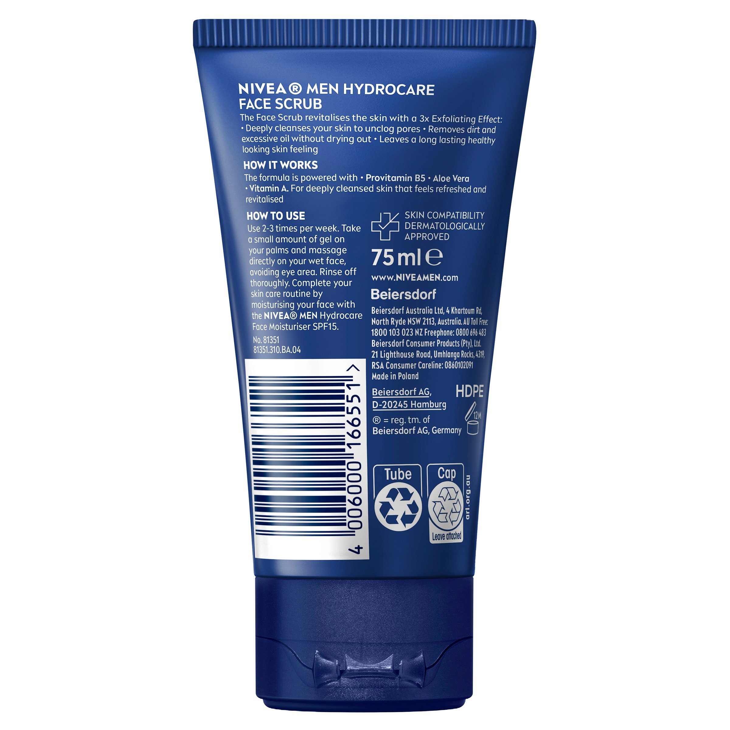 Nivea Men Hydrocare Scrub 75ml - Image 2