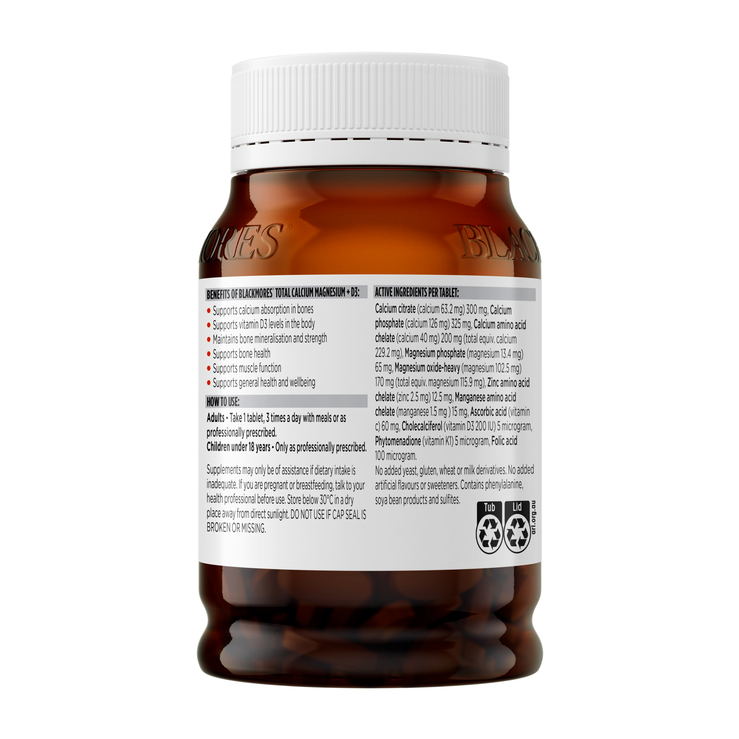 Blackmores Total Calcium + Magnesium + D3 - 200 tablets - Image 3