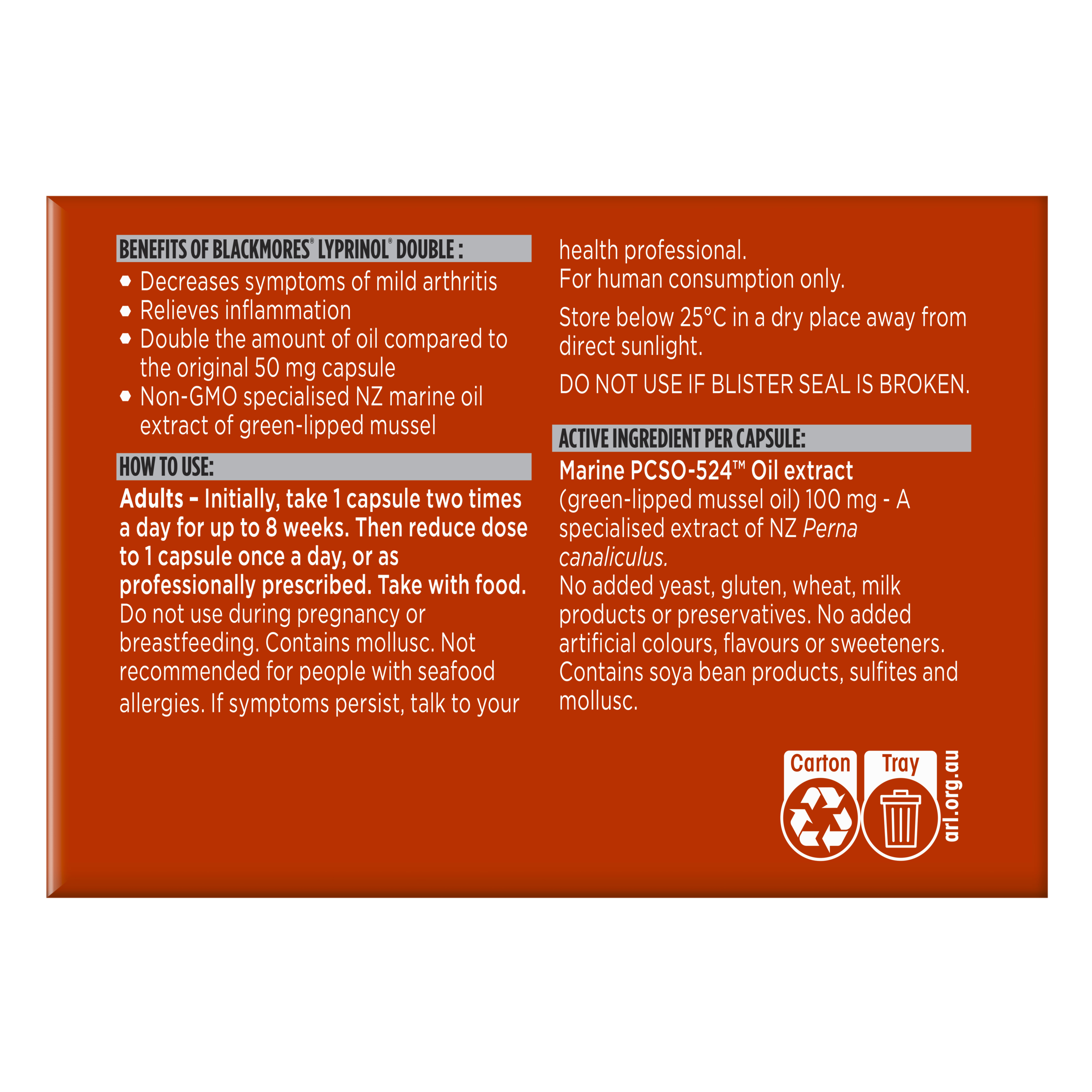 Blackmores Lyprinol Double Strength 30 capsules - Image 2