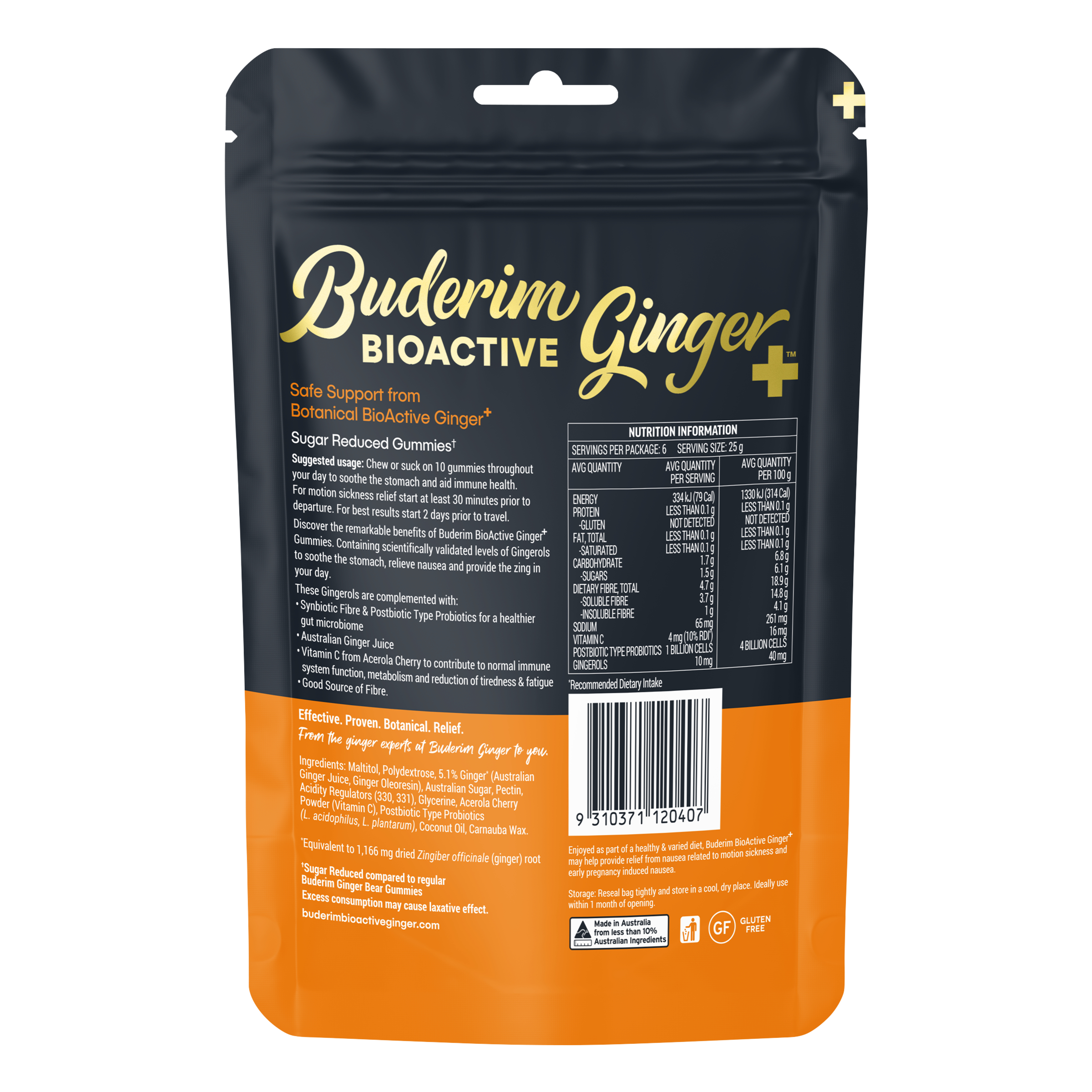 Buderim Bioactive Ginger+ Gummie Bears 150g - Image 2