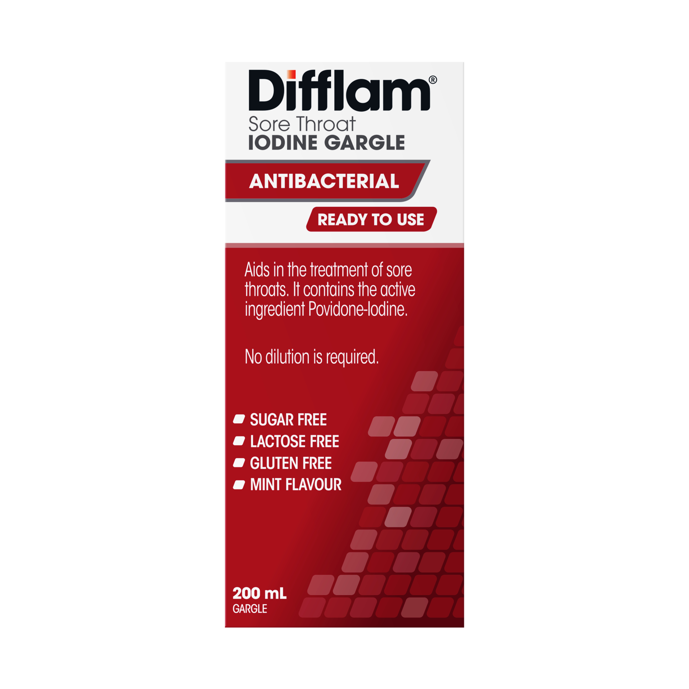 Difflam Ready to Use Sore Throat Iodine Gargle 200ml - Image 4