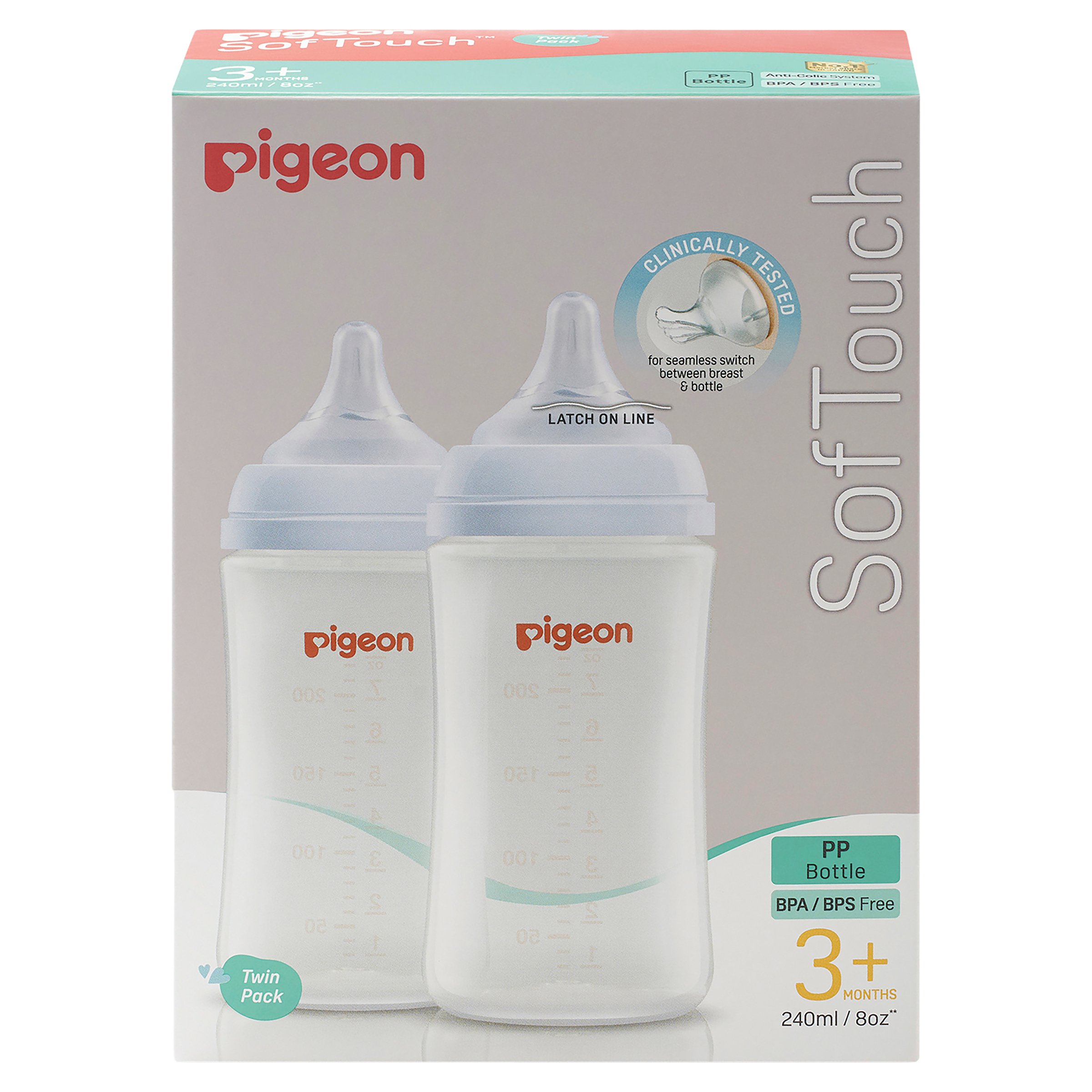 Pigeon Softouch 3 Bottle Twin PP 240ml - Image 1