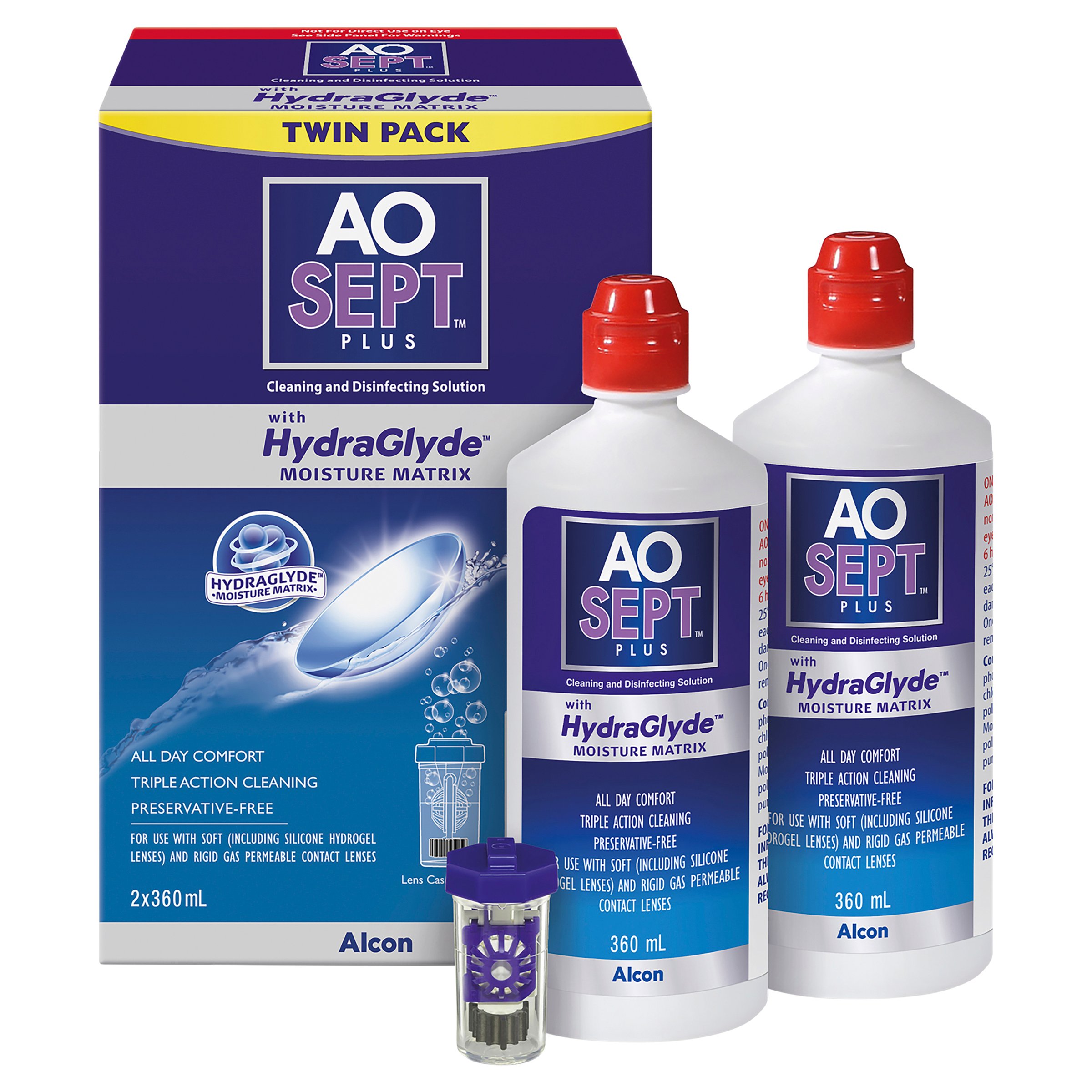 Aosept Plus Hydraglyde Twin 360ml - 2 pack - Image 2