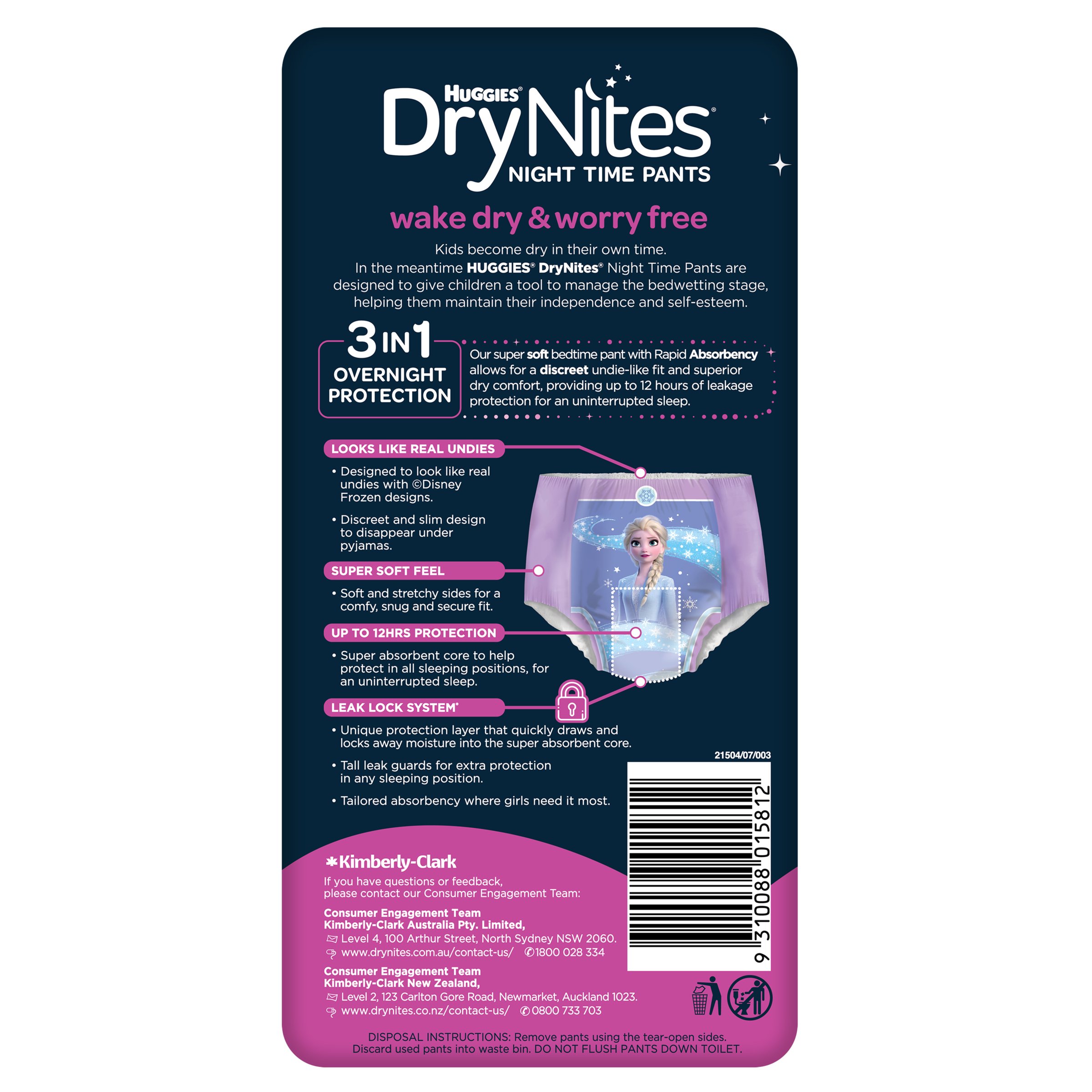 Huggies DryNites Size 4 Girl 4-7 Years 9 pack - Image 2