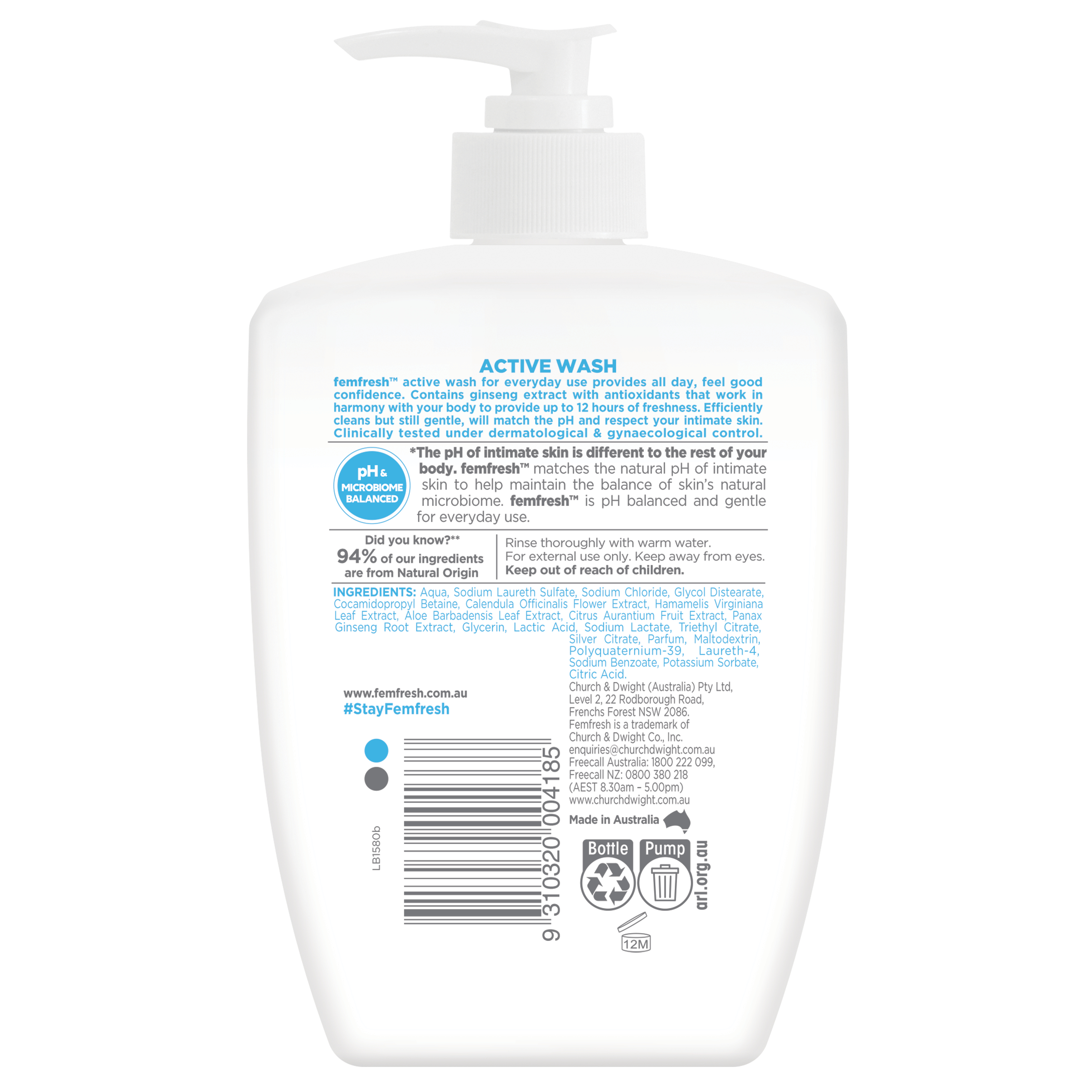Femfresh Wash Active 600ml - Image 2