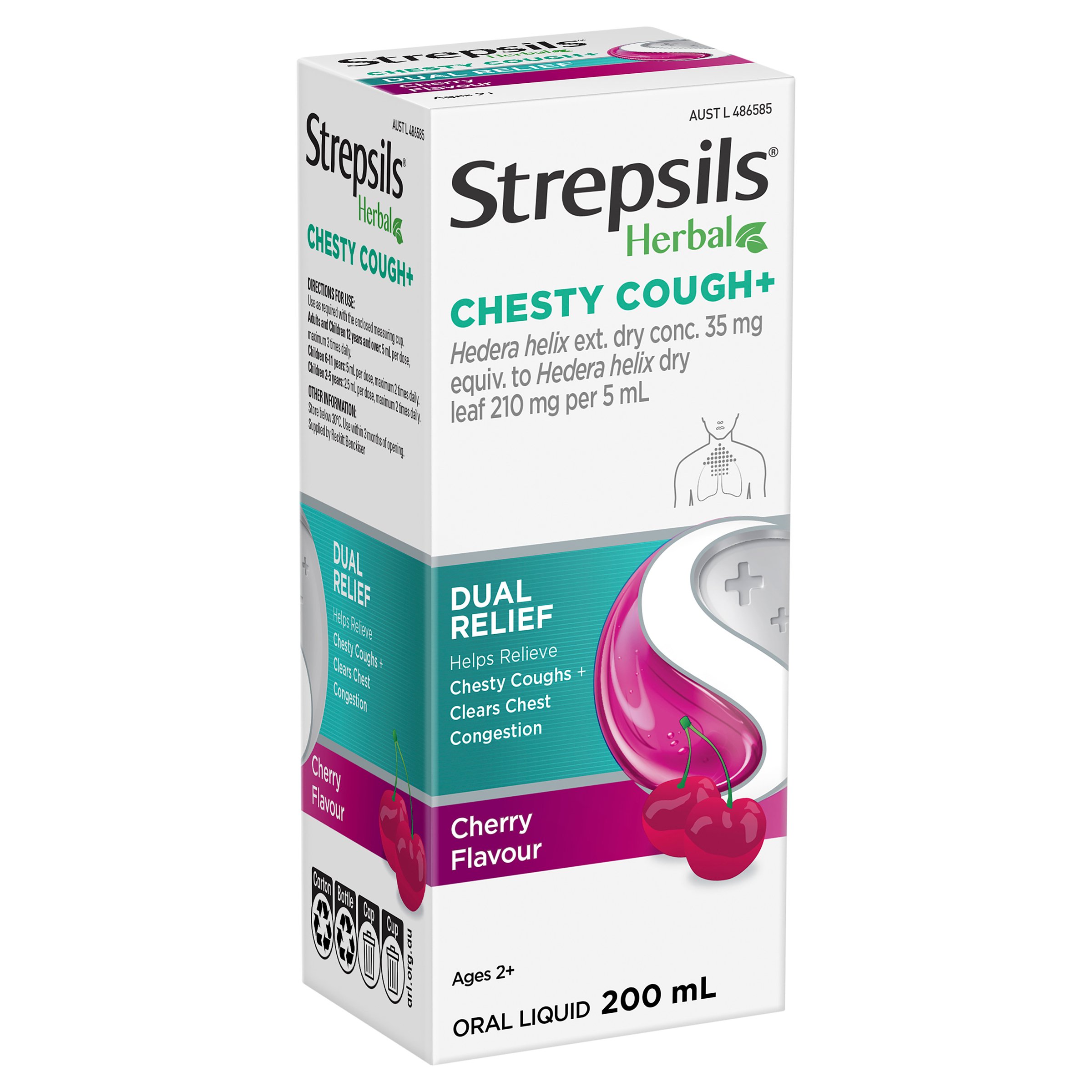 Strepsils Herbal Chesty Cough+ Liquid Cherry Flavour 200ml - Image 10