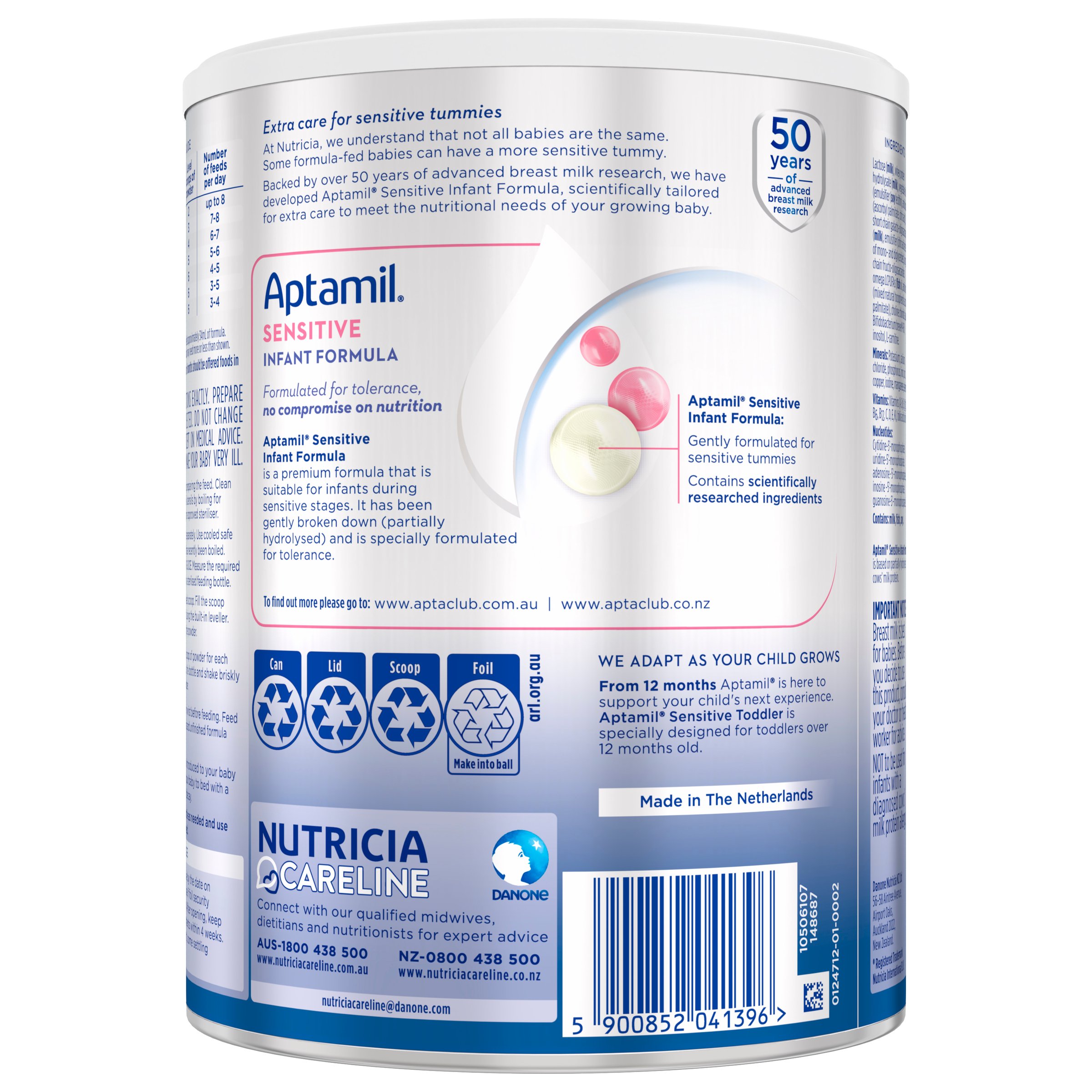 Aptamil Sensitive Premium Baby Formula From 0 To 12 Months 900g - Image 2