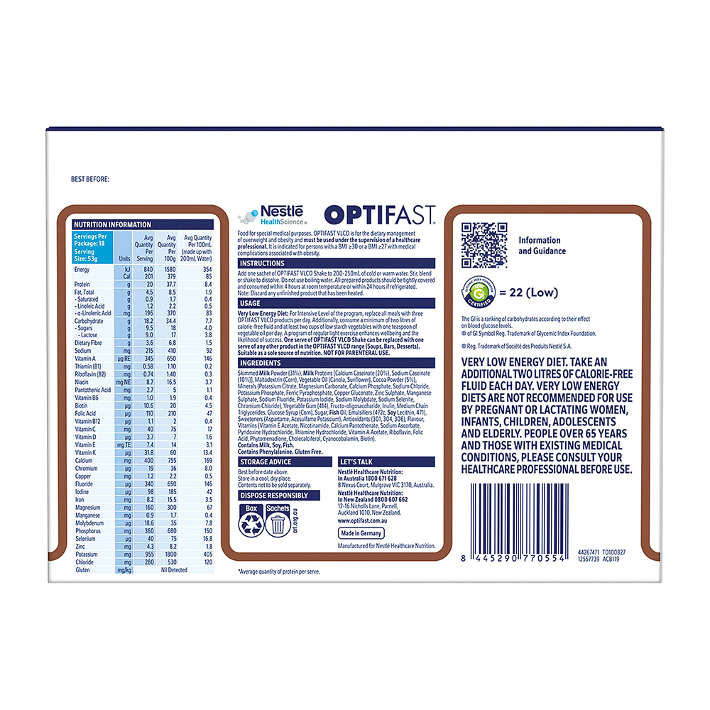 Optifast VLCD Shake Chocolate 18 pack - Image 2