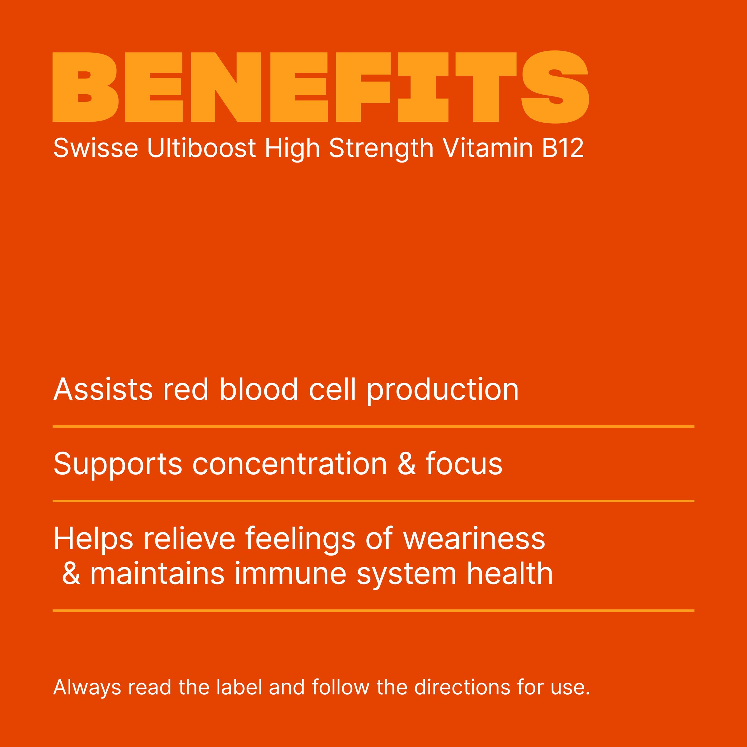 Swisse Ultiboost High Strength Vitamin B12 - 60 tablets - Image 4