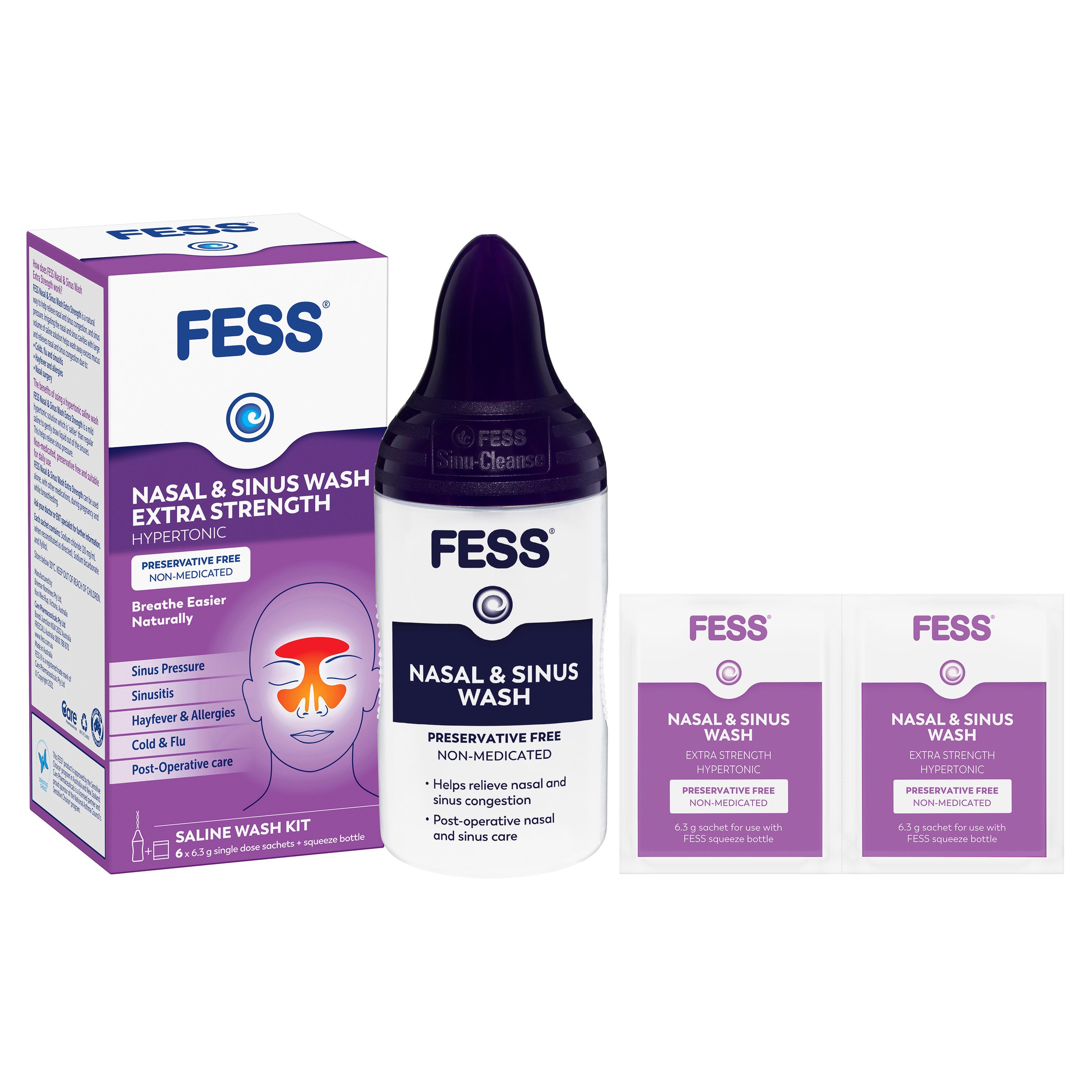 Fess Nasal & Sinus Wash Kit With 6 Extra Strength Refill Sachets 1 kit - Image 6