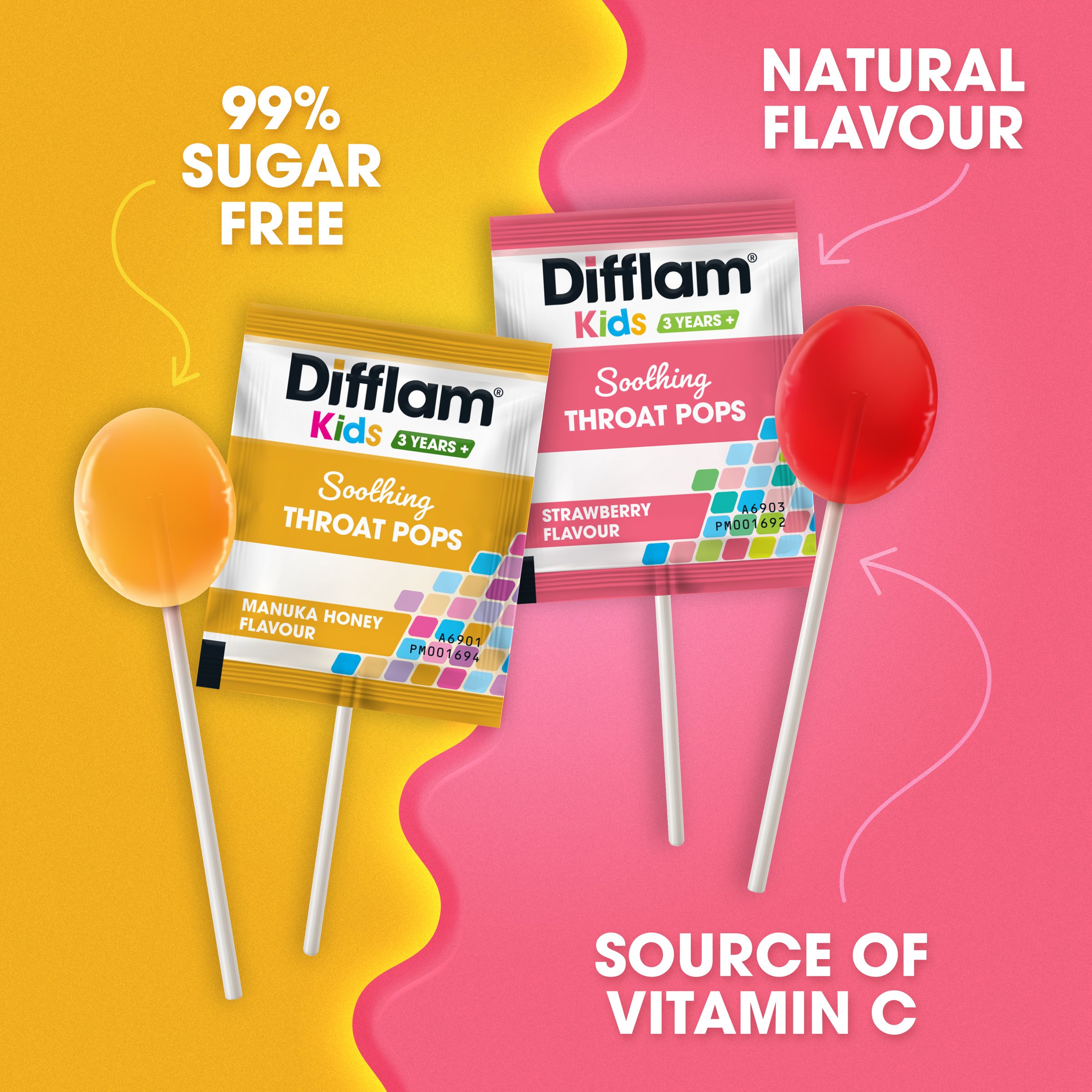 Difflam Kids Pops Strawberry 10 lozenges - Image 3