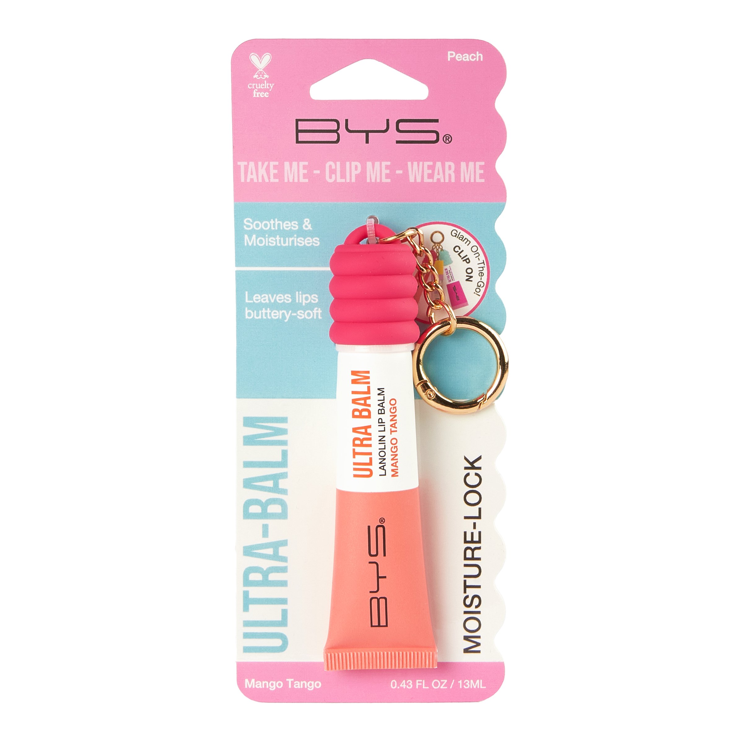 BYS Lip Balm Ultra With Lanolin & Wearable Keyring Mango Tango 13ml - Image 1