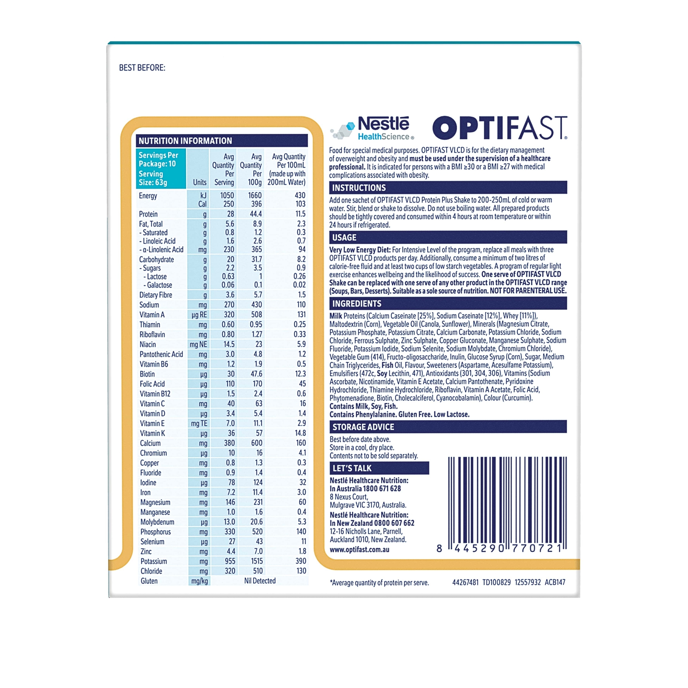 Optifast Protein Plus Shake Vanilla 10 pack - Image 2