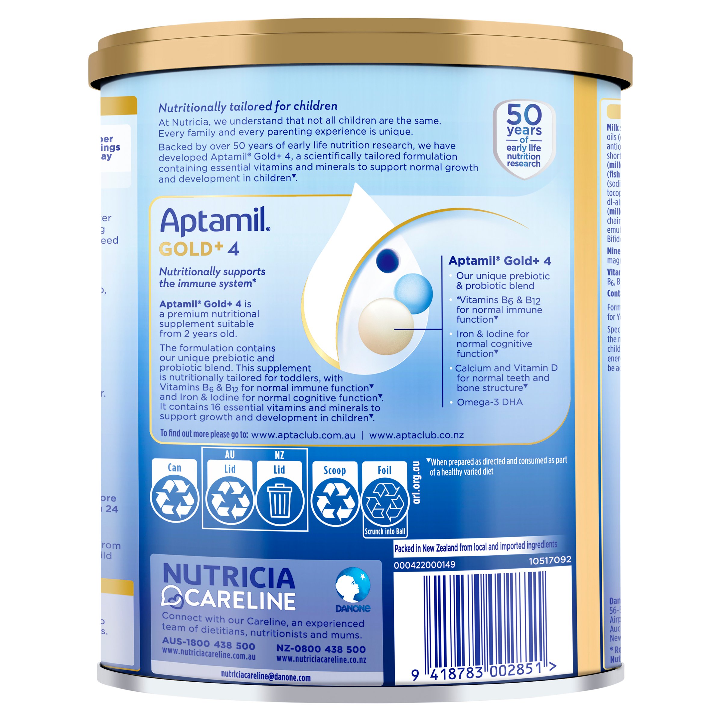 Aptamil Gold+ 4 Premium Toddler Milk Drink From 2+ Years 900g - Image 2