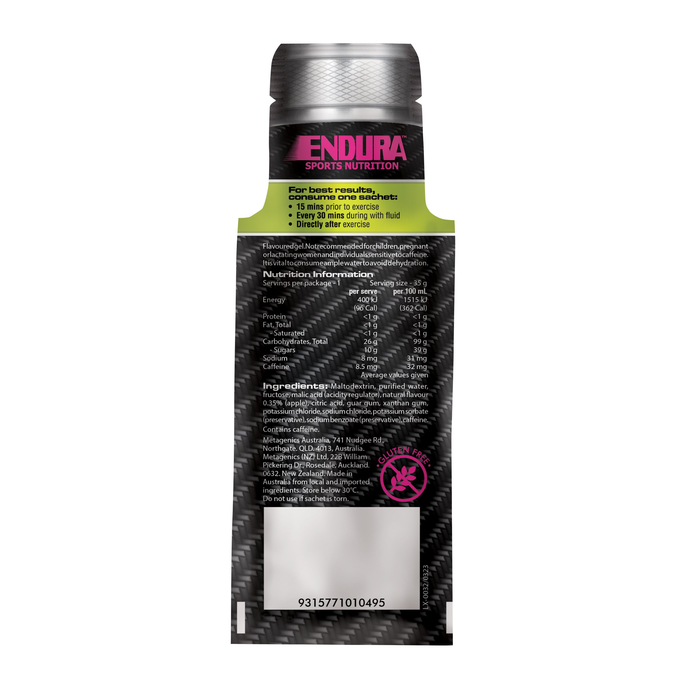Endura Sports Energy Gel Green Apple 35g - Image 2