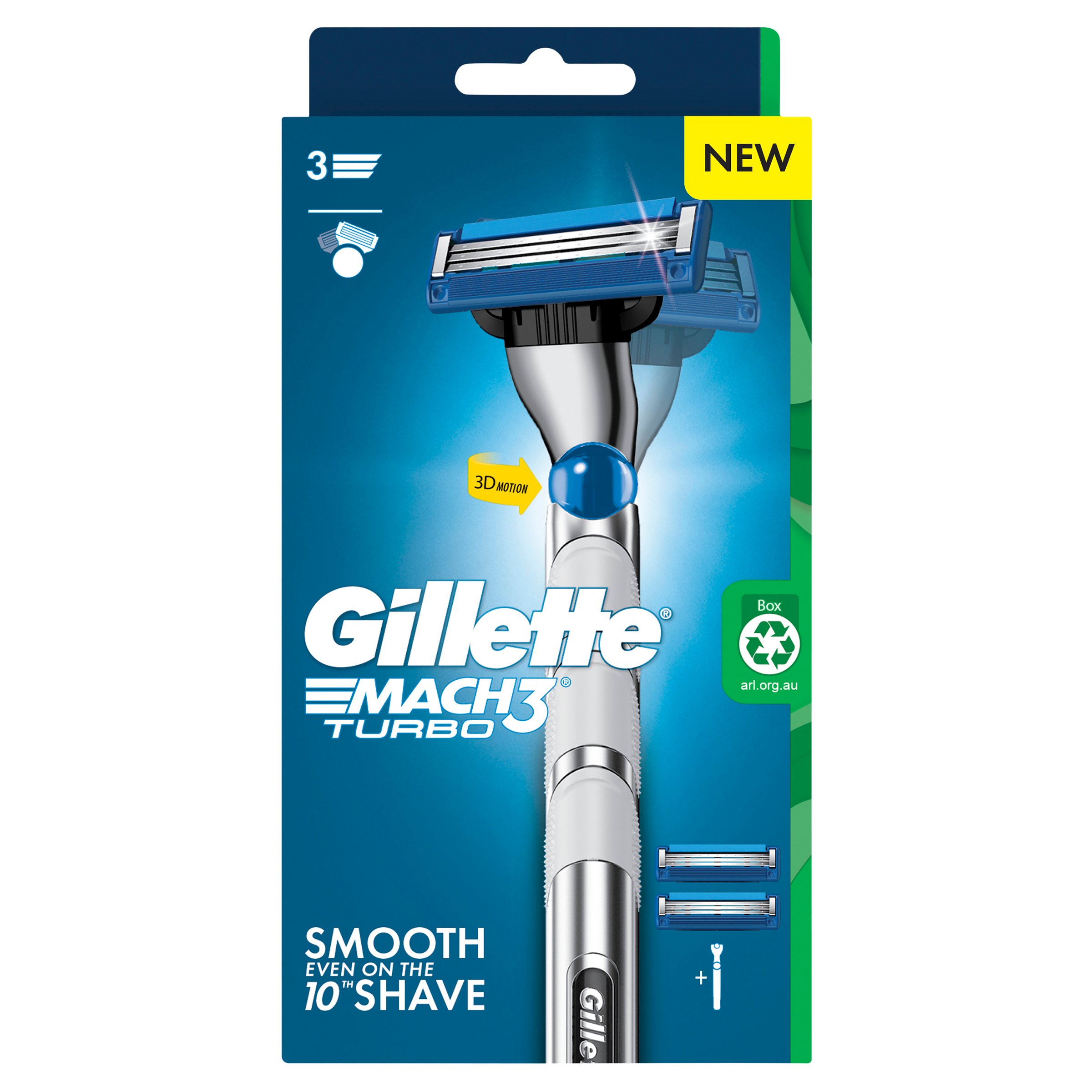 Gillette Mach3 Turbo 3D Razor 2 Up 1 pack - Image 1
