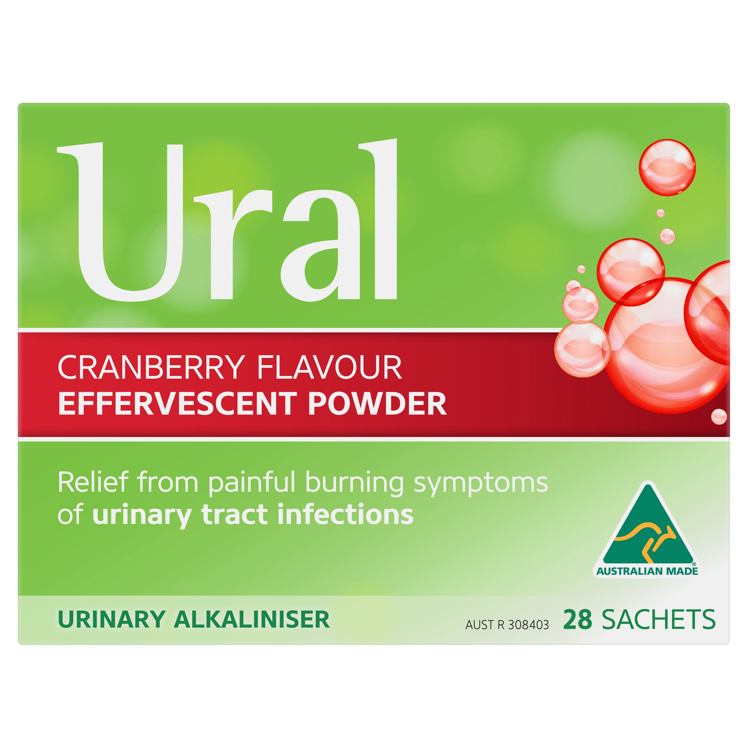 Ural Cranberry Effervescent Powder Sugar Free 28 sachets - Image 1